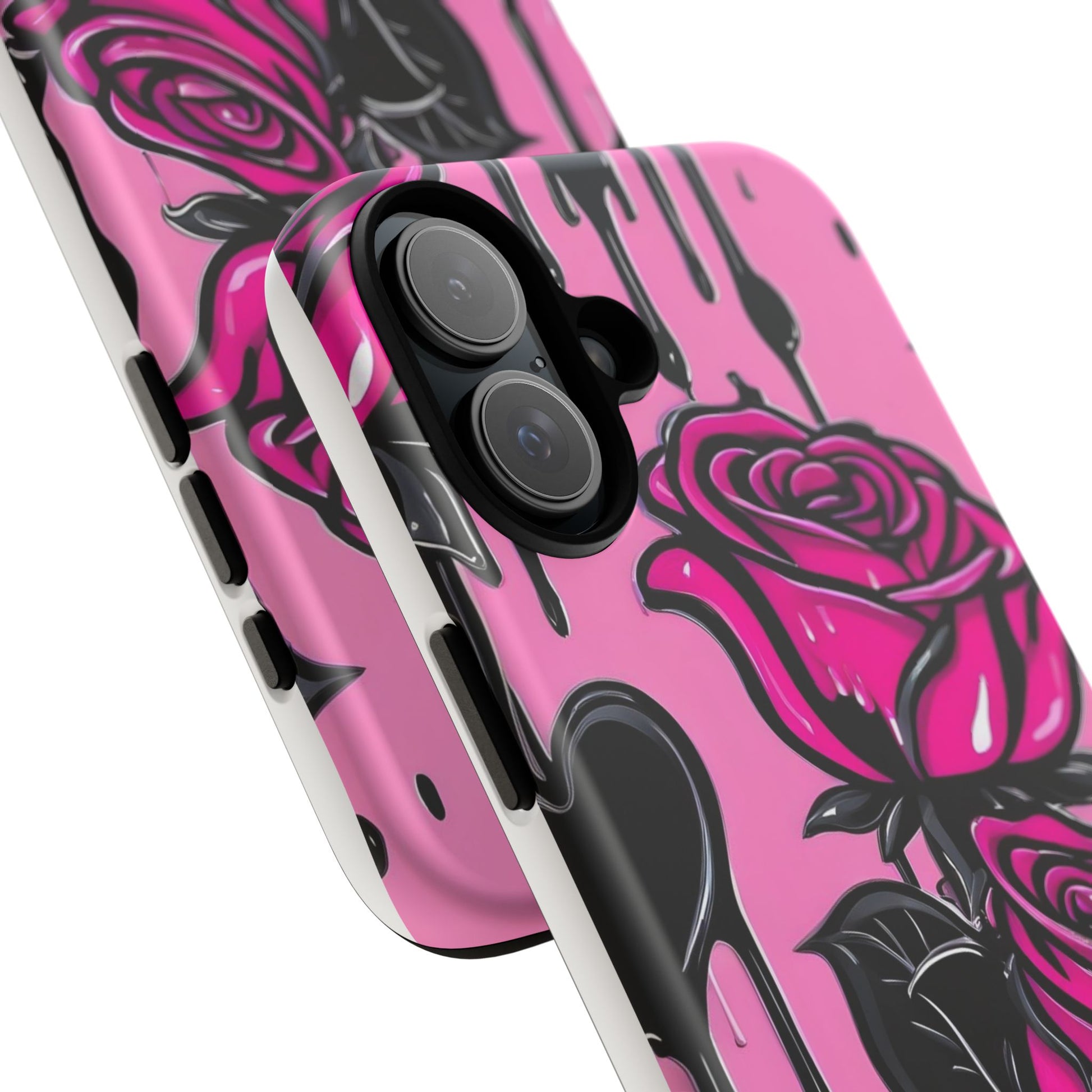 Pink Rose Tough Girly Cases for iPhones, Samsung, and Pixel
