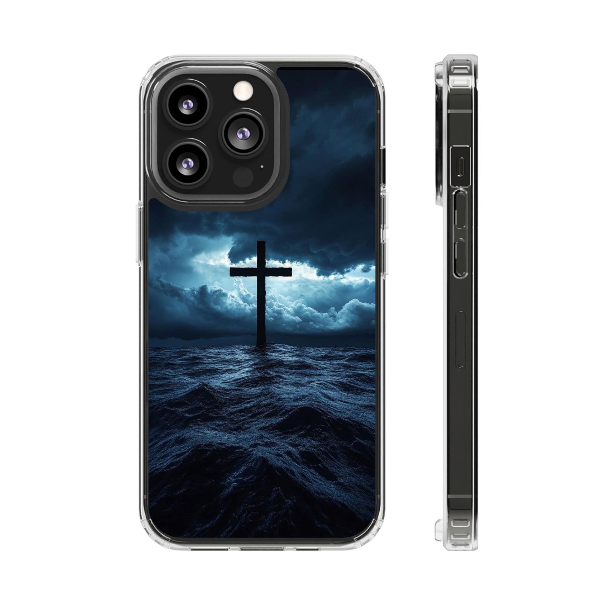 Christian Cross Storm Clear Case - Religious iPhone Samsung Cover, Faith Phone