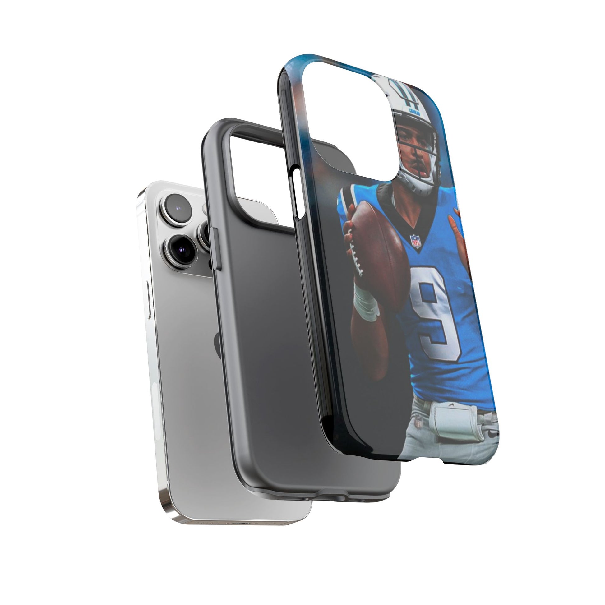 Carolina Panthers Bryce Young Football Tough Cases for iPhones, Samsung, and Pixel