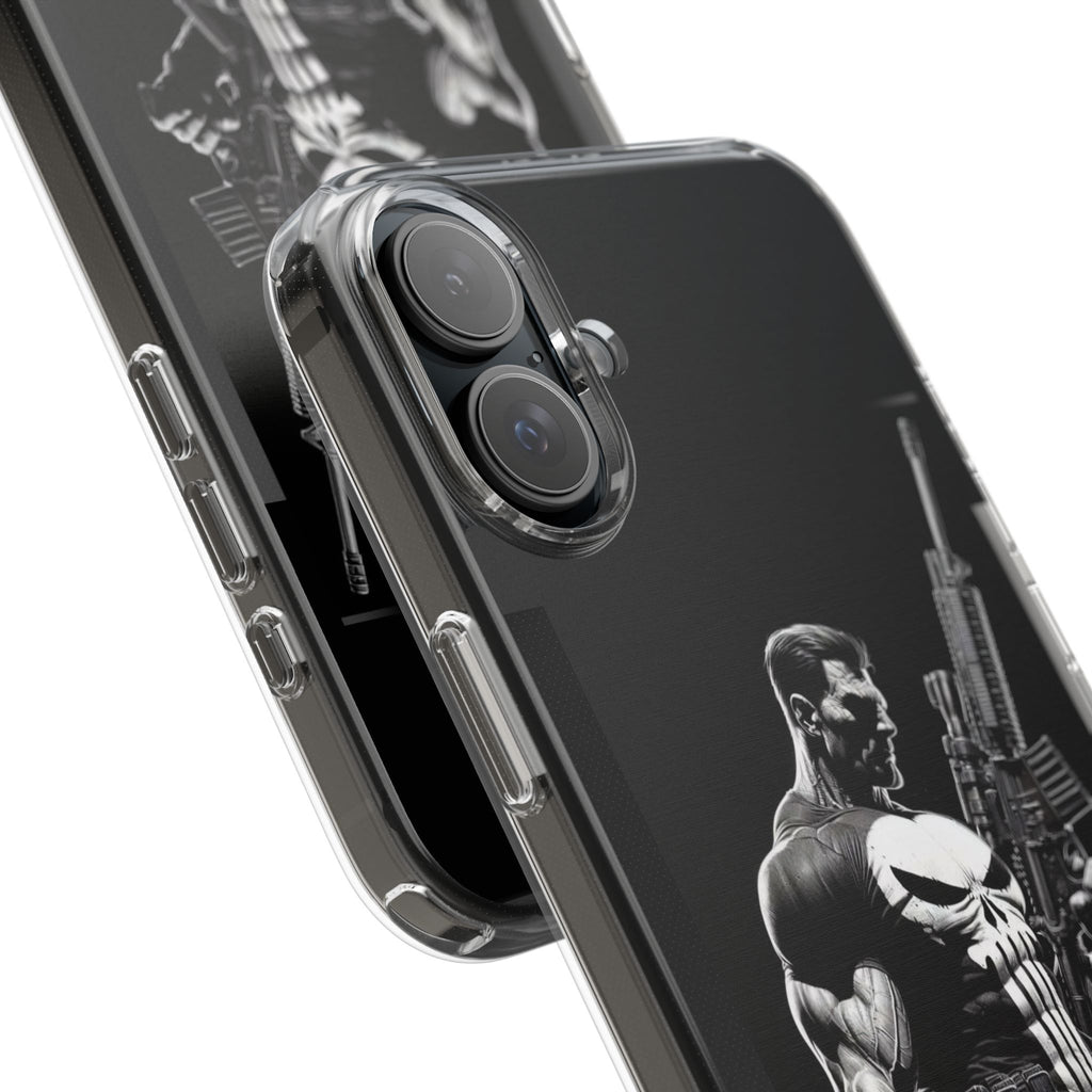 Phone Case, Comic book Inspired Design Punisher, Clear Phone Cover, Funny