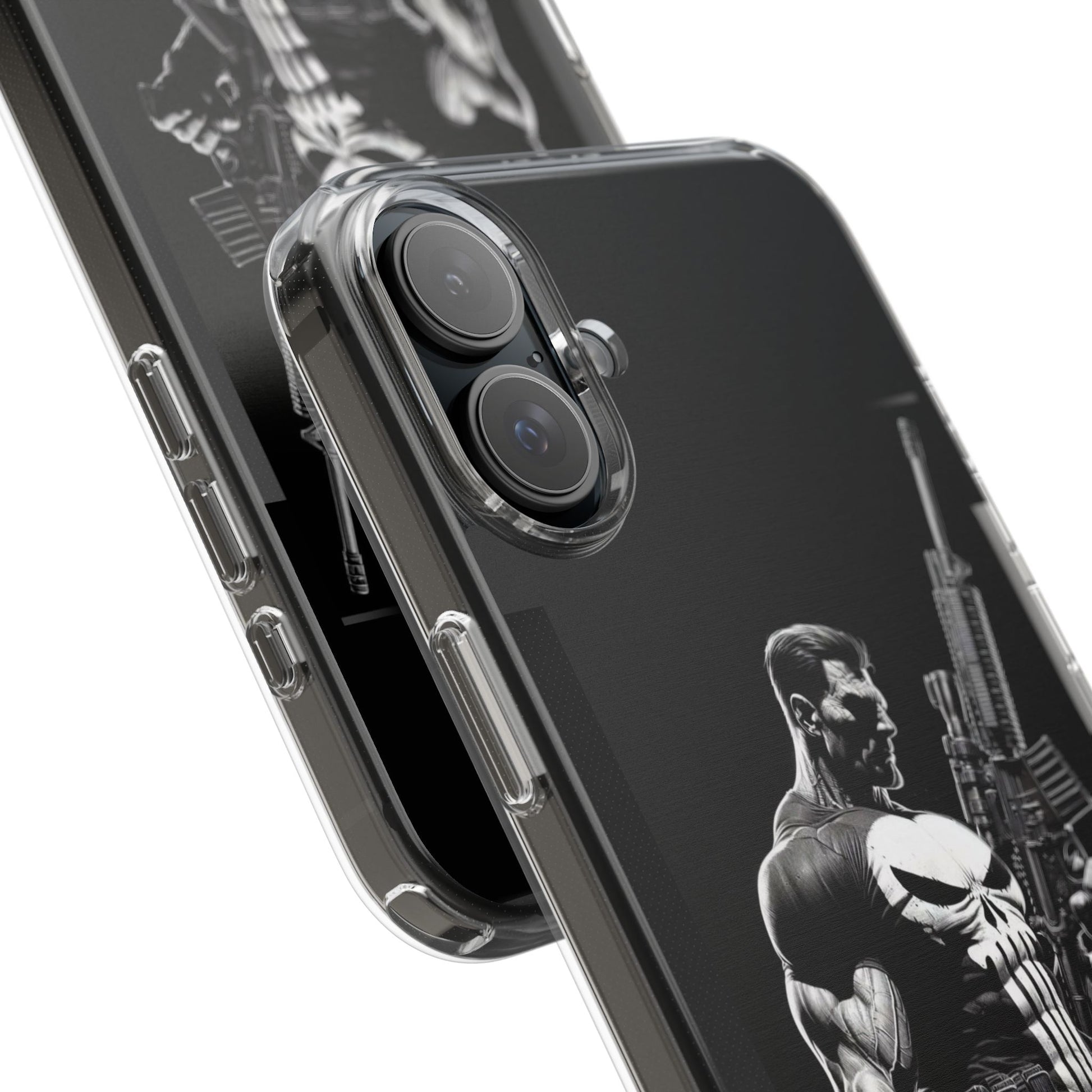 Phone Case, Comic book Inspired Design Punisher, Clear Phone Cover, Funny