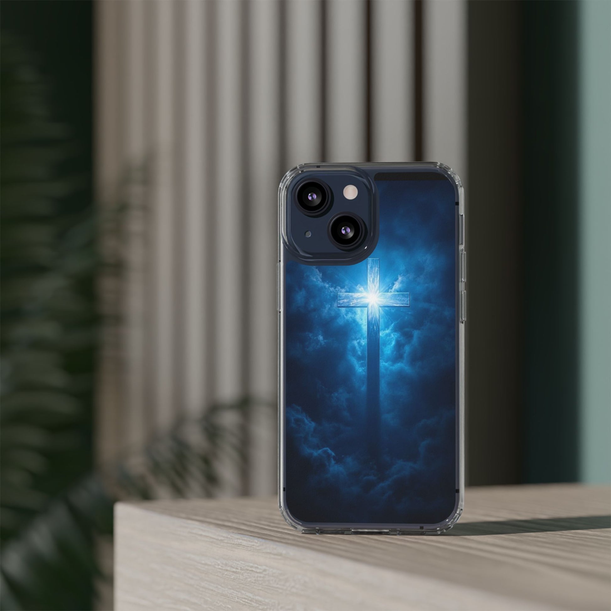 Religious Phone Case, Christian Cross in Clouds Art, Phone Accessories, Samsung