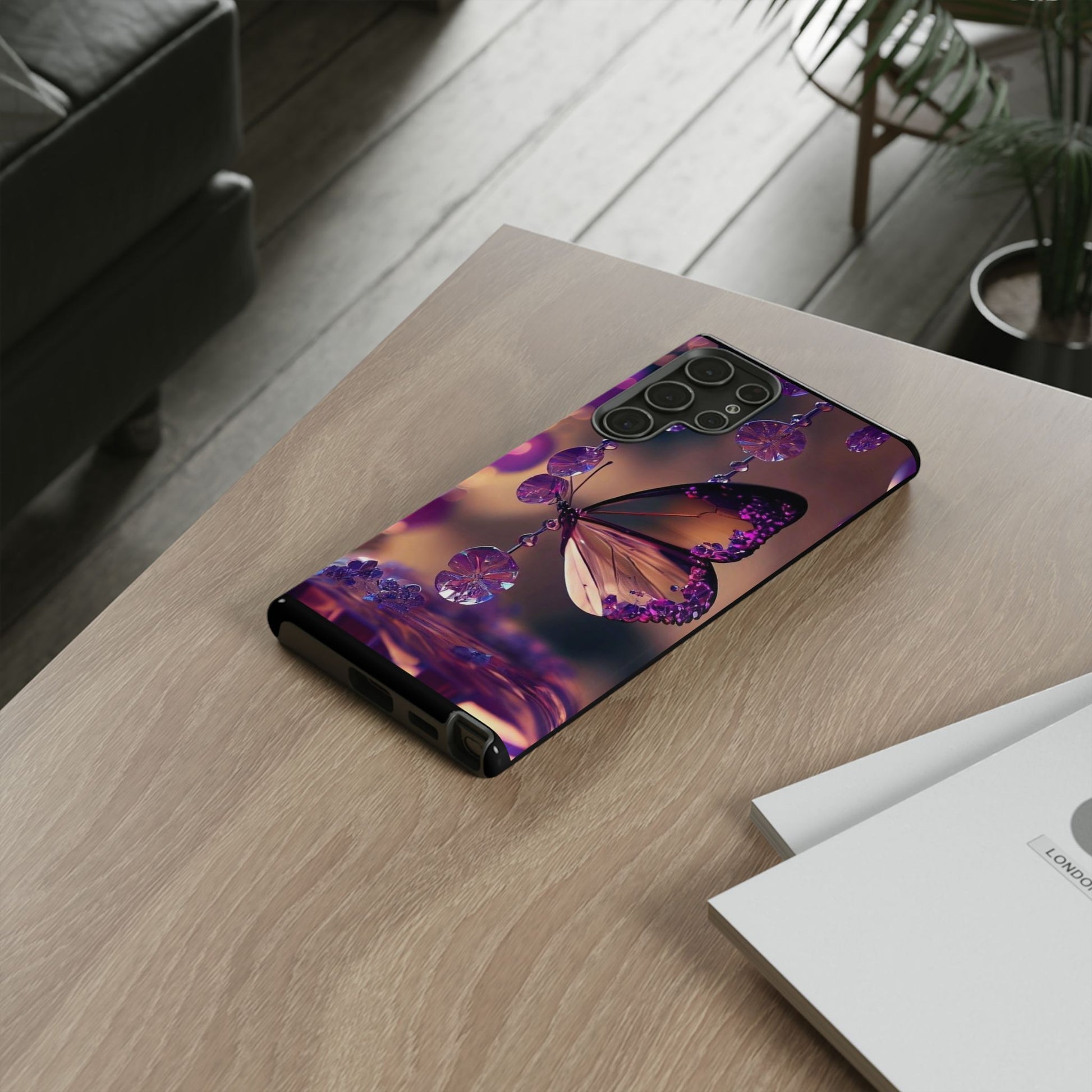 Purple Butterfly Tough Cases for iPhones, Samsung, and Pixel