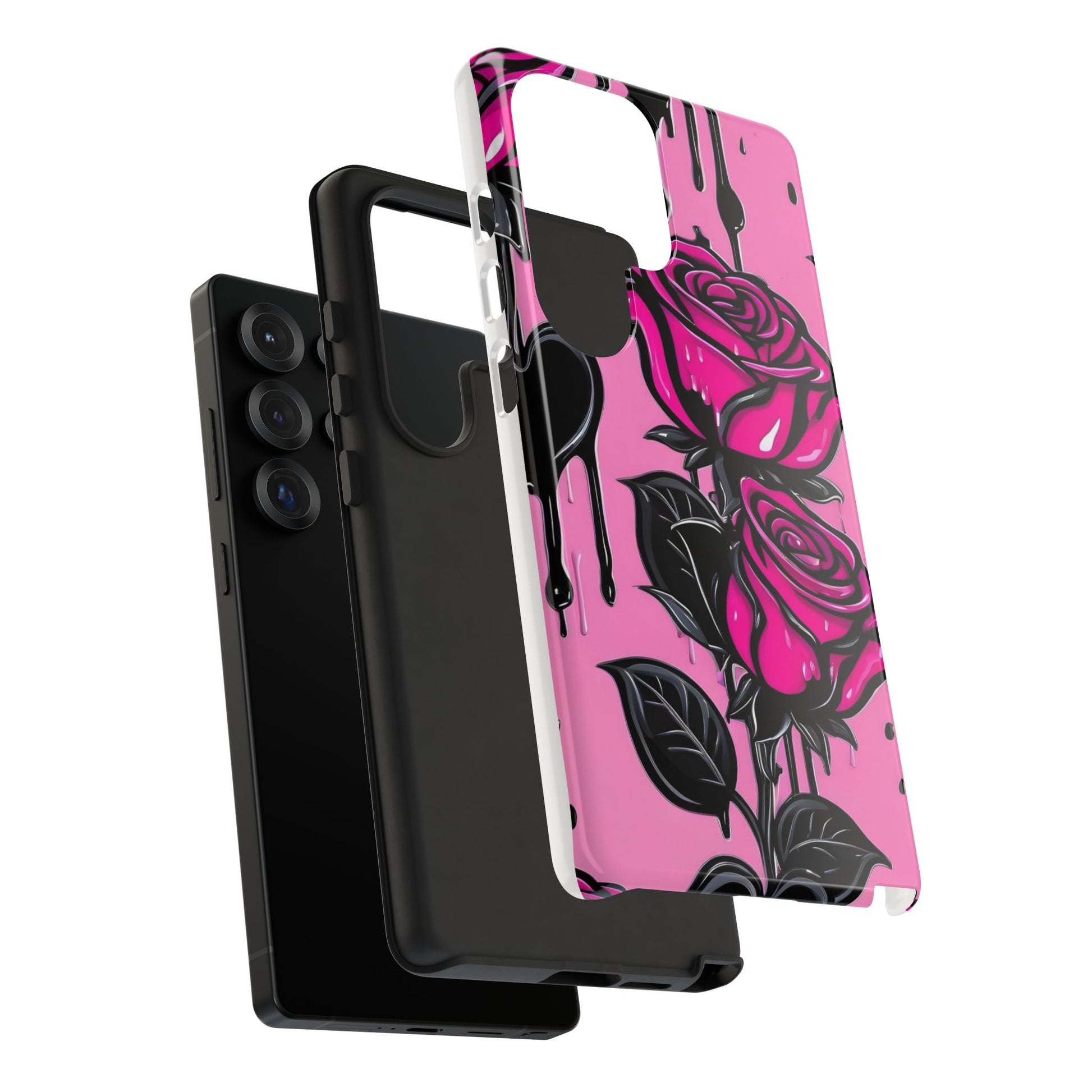 Pink Rose Tough Girly Cases for iPhones, Samsung, and Pixel