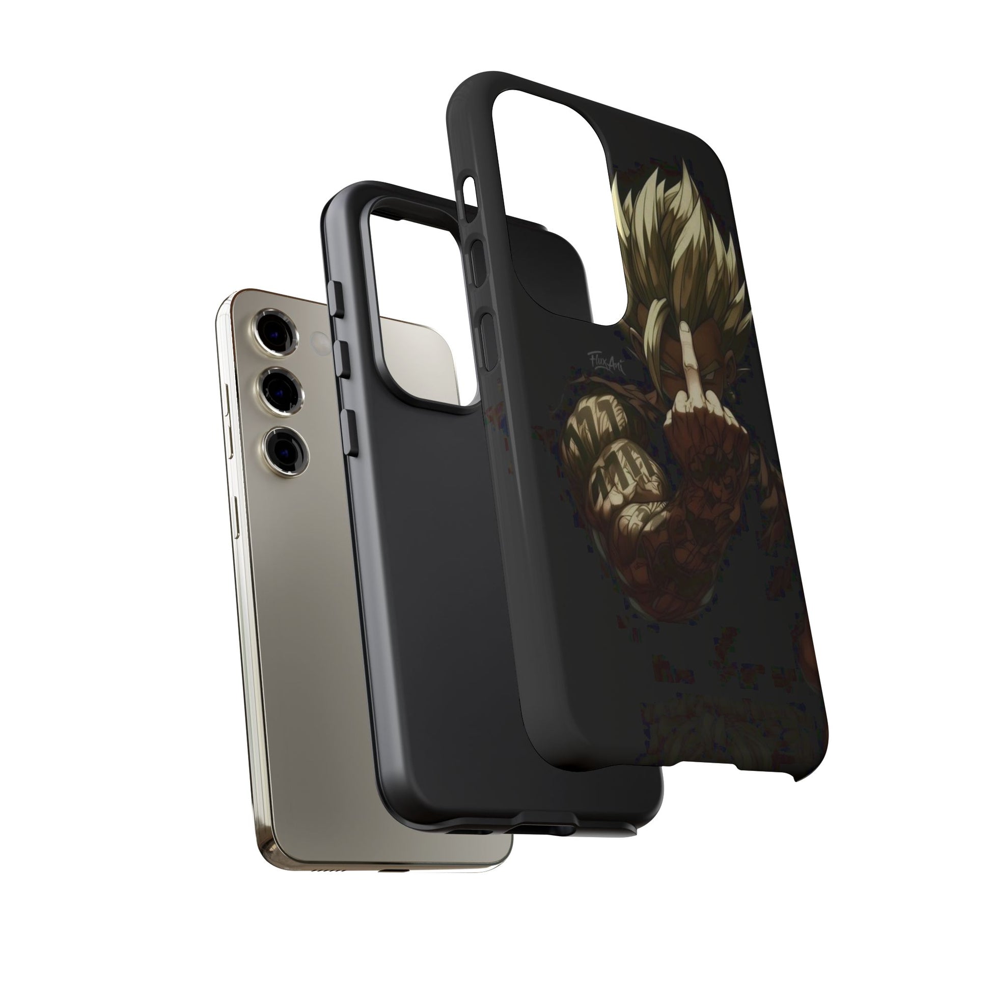 Middle Finger SS Goku Dragon Ball Z Tough Cases for iPhones, Samsung, and Pixel