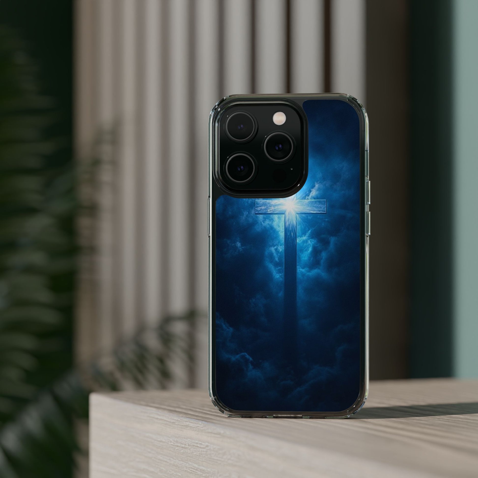 Religious Phone Case, Christian Cross in Clouds Art, Phone Accessories, Samsung