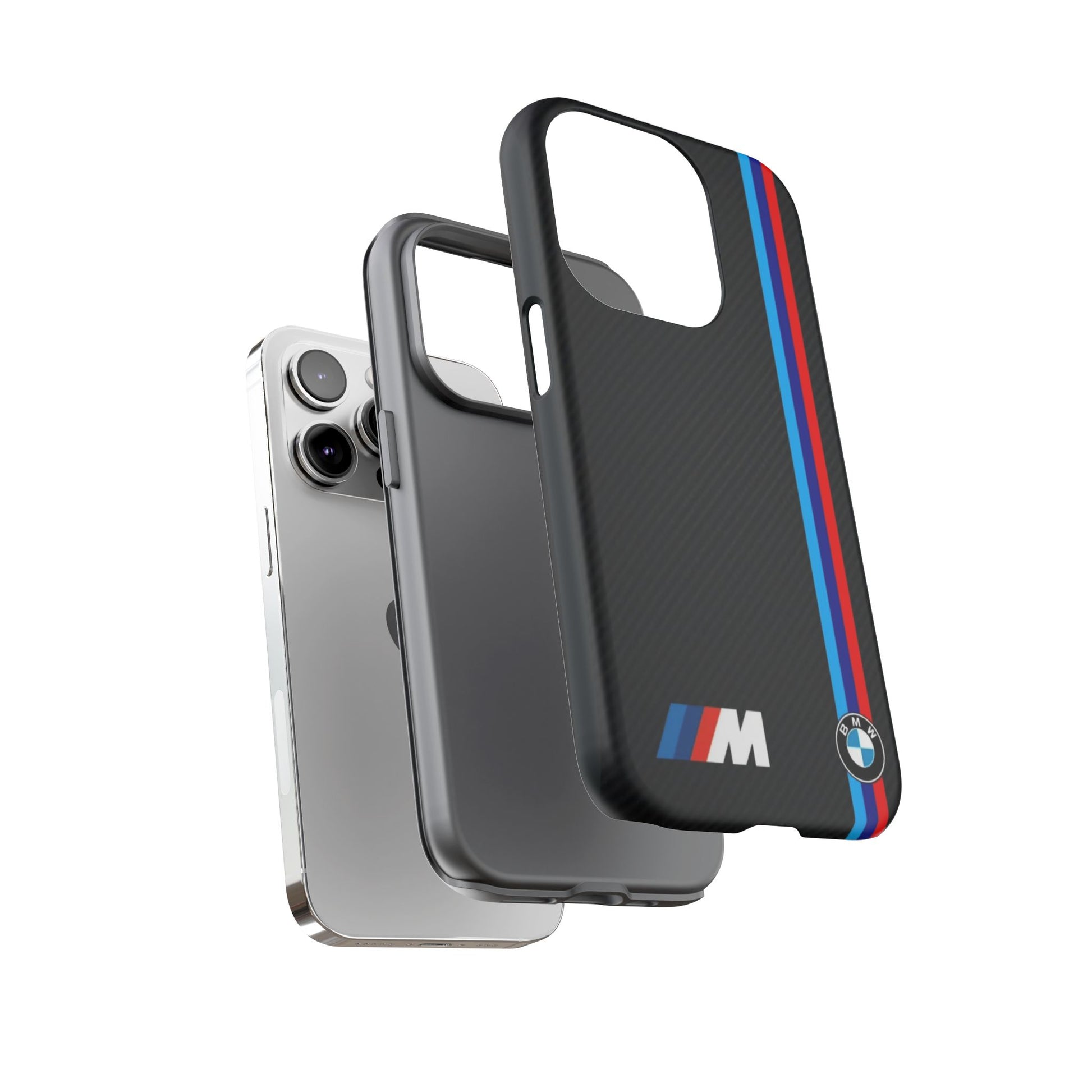 BMW M Stripes Carbon Fiber Design Tough Cases for iPhones, Samsung, and Pixel
