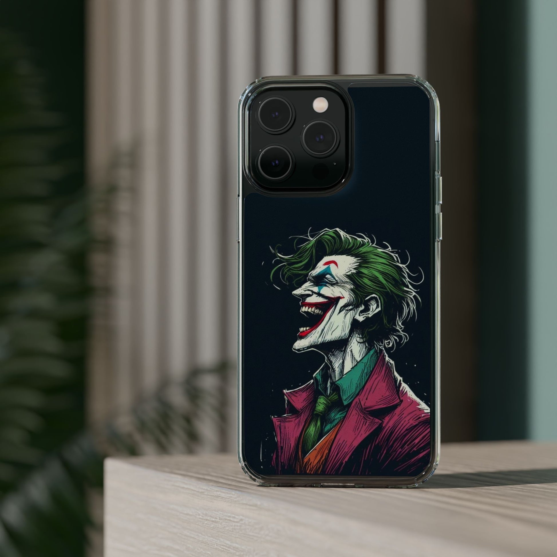 Phone Case, Comic book Inspired Design Joker Laughing, Clear Phone Cover