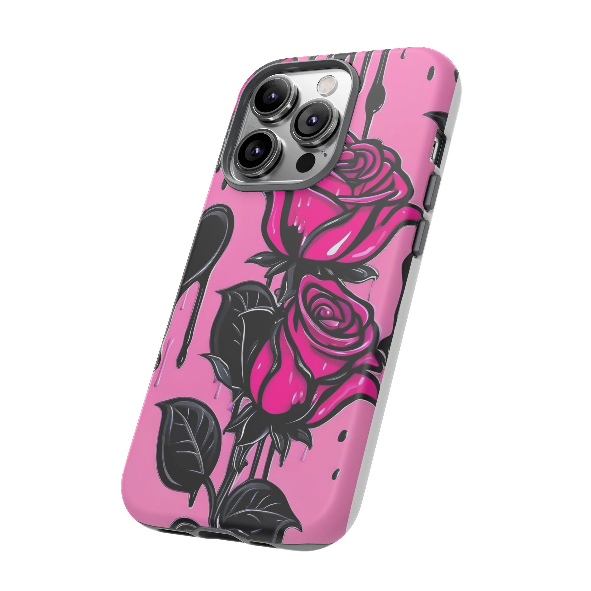 Pink Rose Tough Girly Cases for iPhones, Samsung, and Pixel