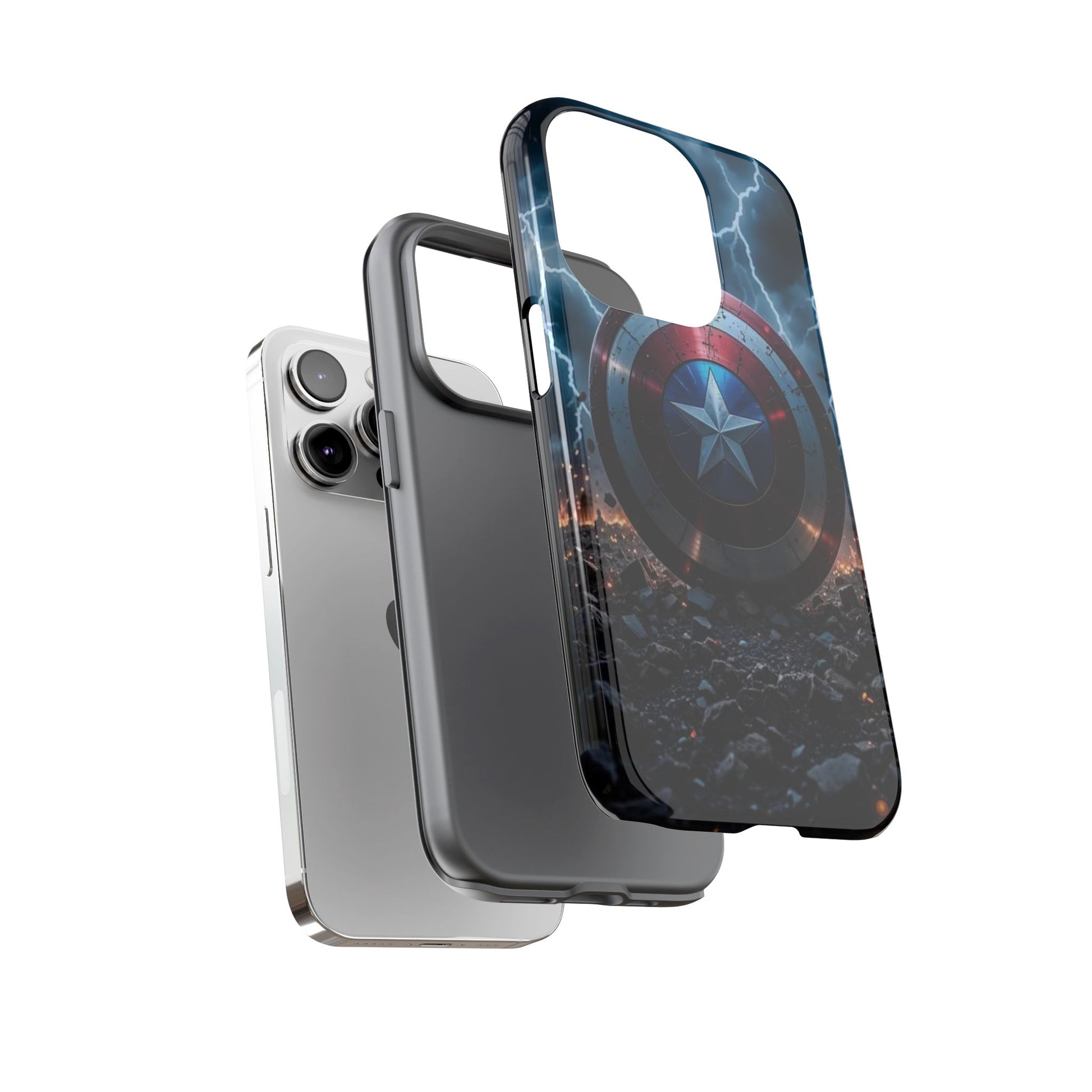 Captain America Shield Tough Cases for iPhones, Samsung, and Pixel