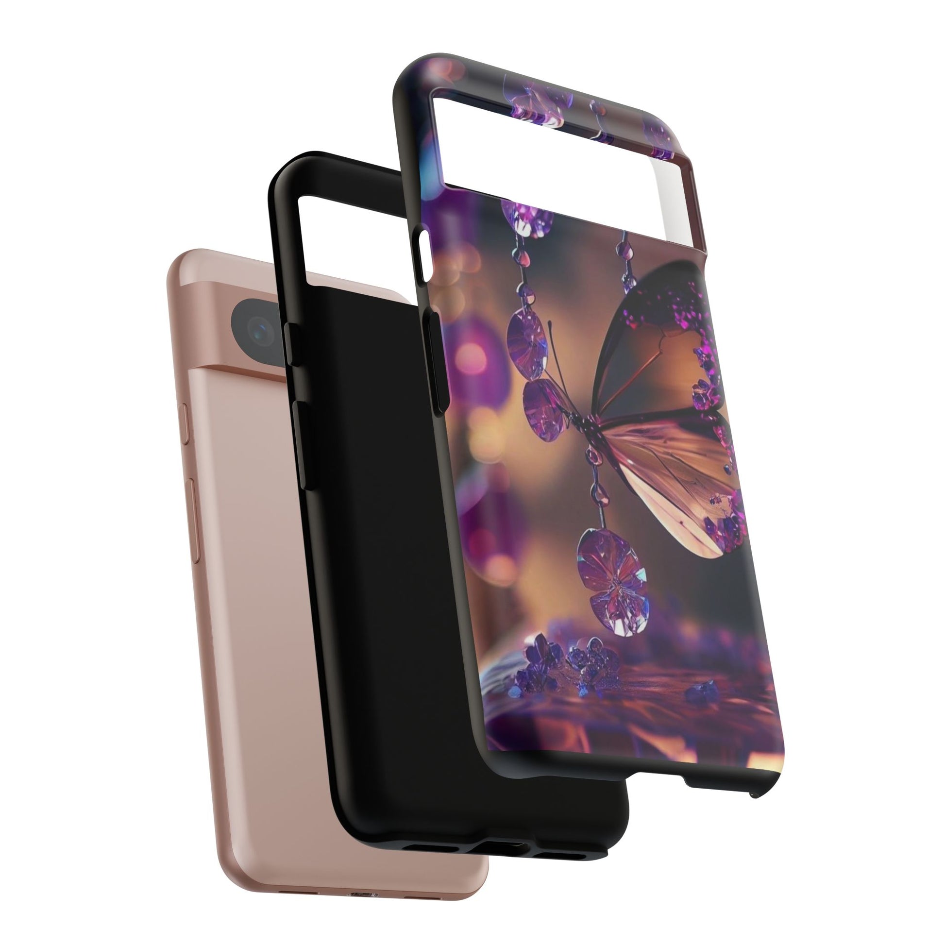 Purple Butterfly Tough Cases for iPhones, Samsung, and Pixel