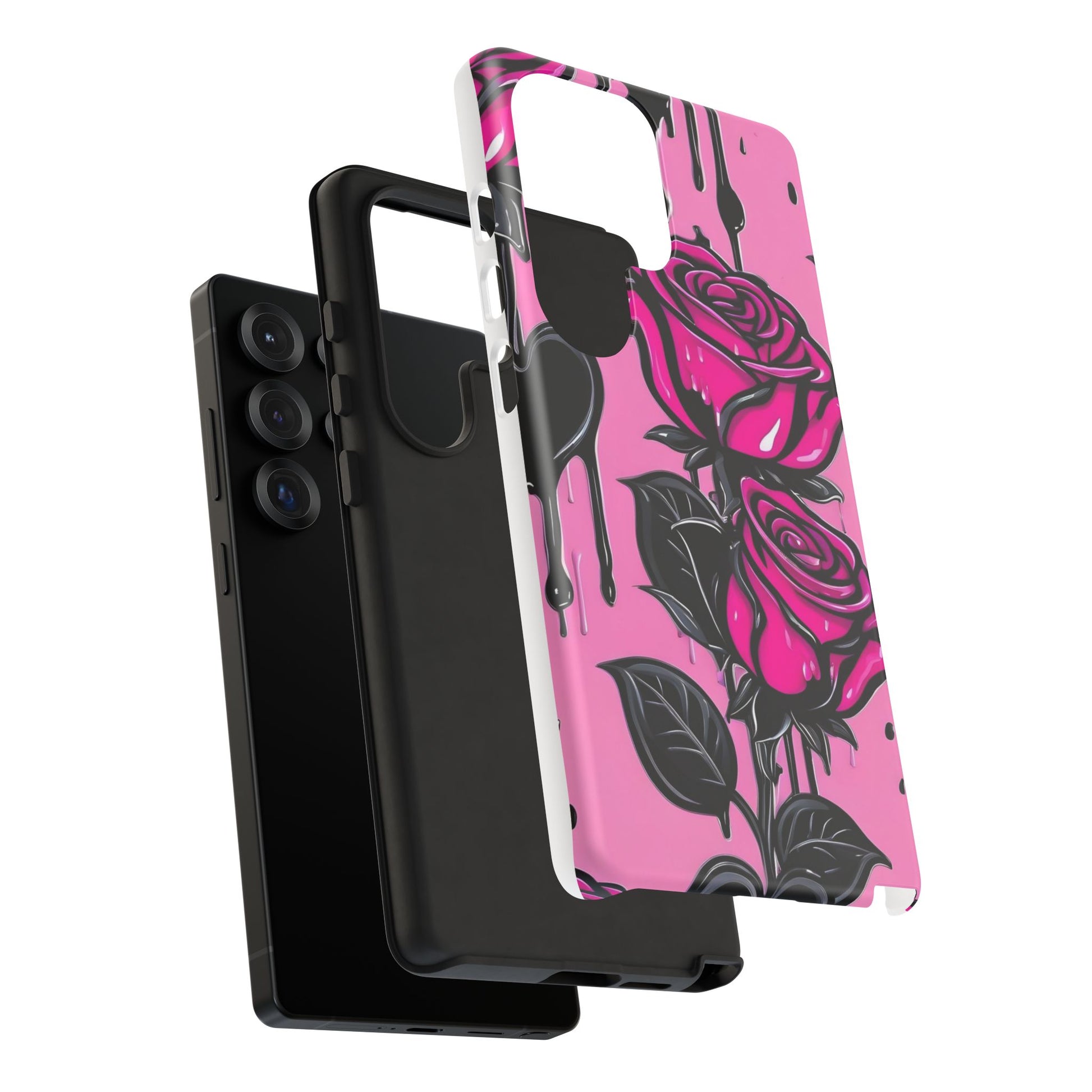 Pink Rose Tough Girly Cases for iPhones, Samsung, and Pixel