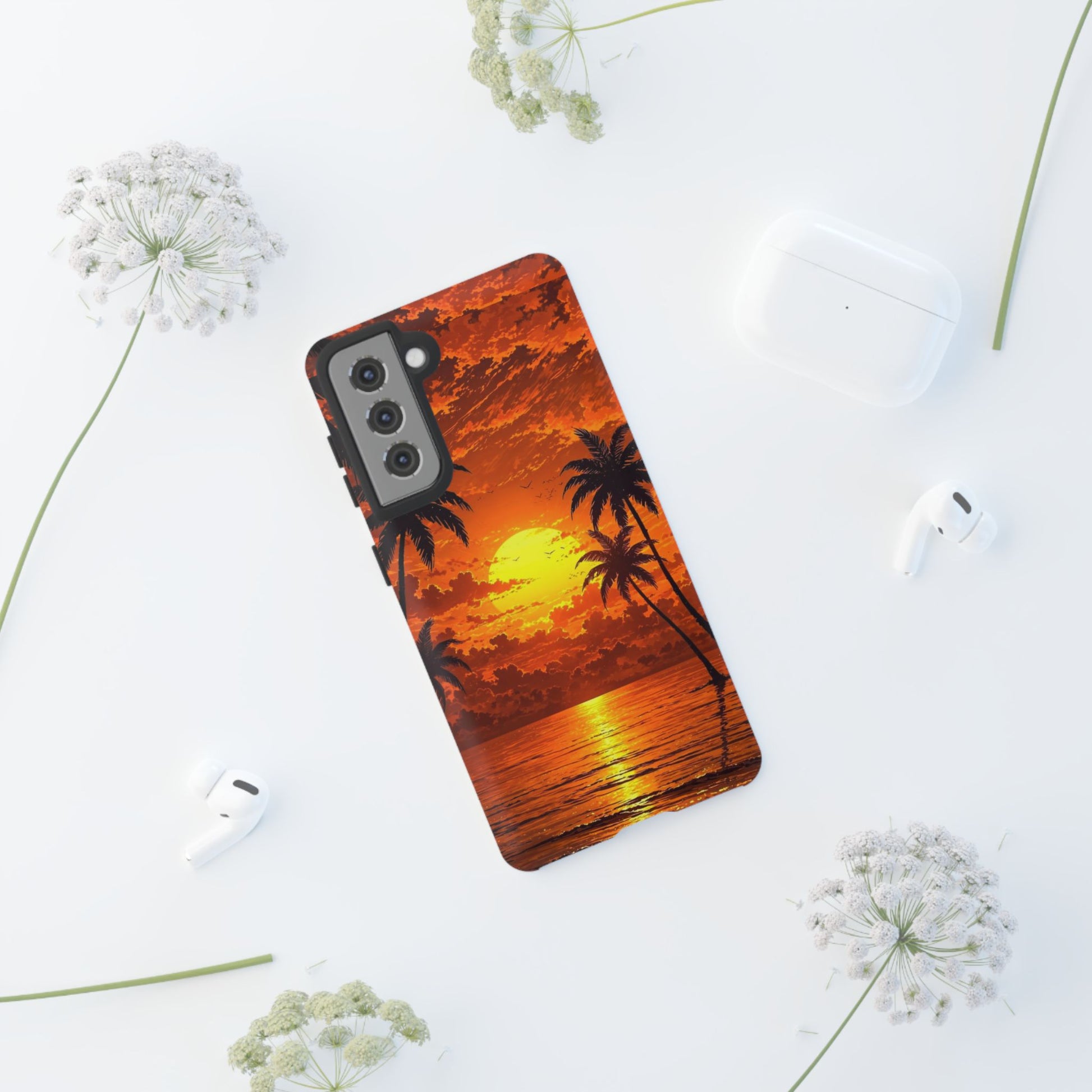 Beautiful Beach Sunset Tough Cases for iPhones, Samsung, and Pixel