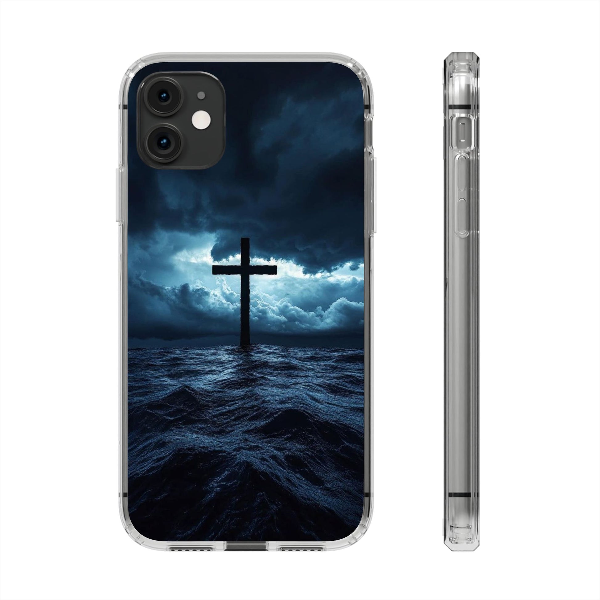 Christian Cross Storm Clear Case - Religious iPhone Samsung Cover, Faith Phone