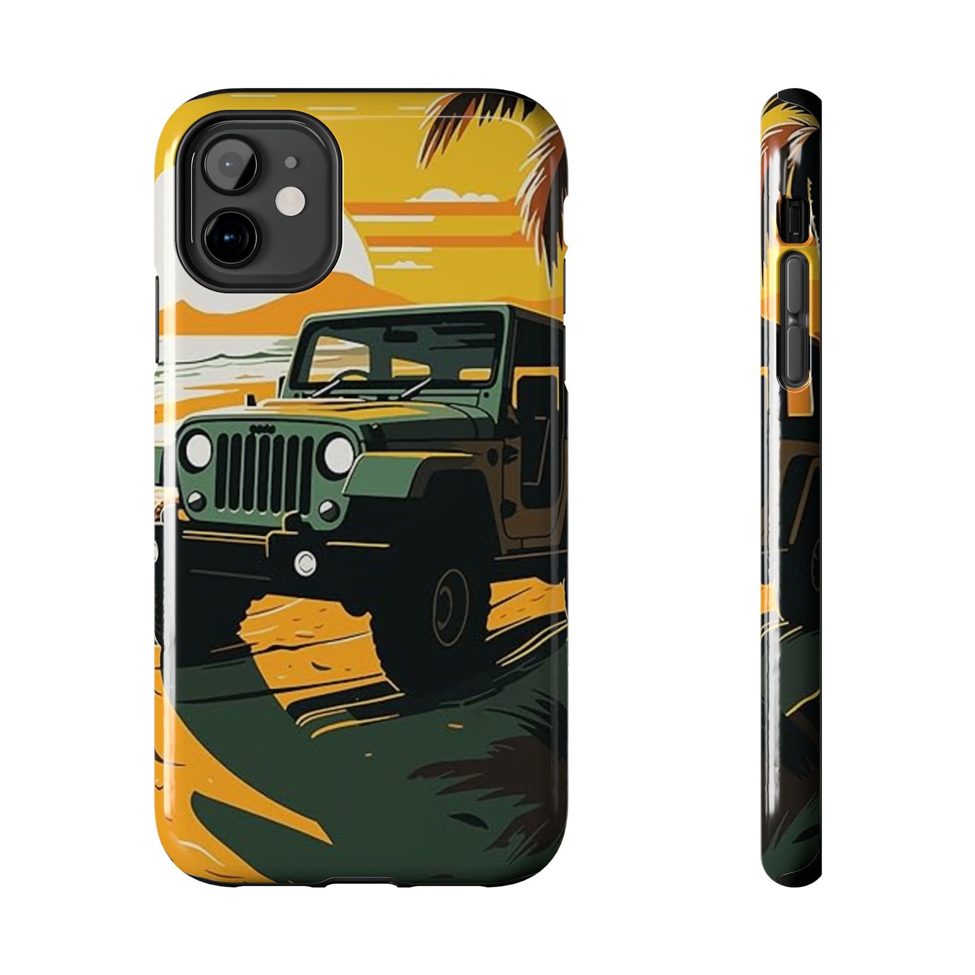 Jeep on Beach Artistic Tough Phone Cases for Iphones & Samsung Phones Durable