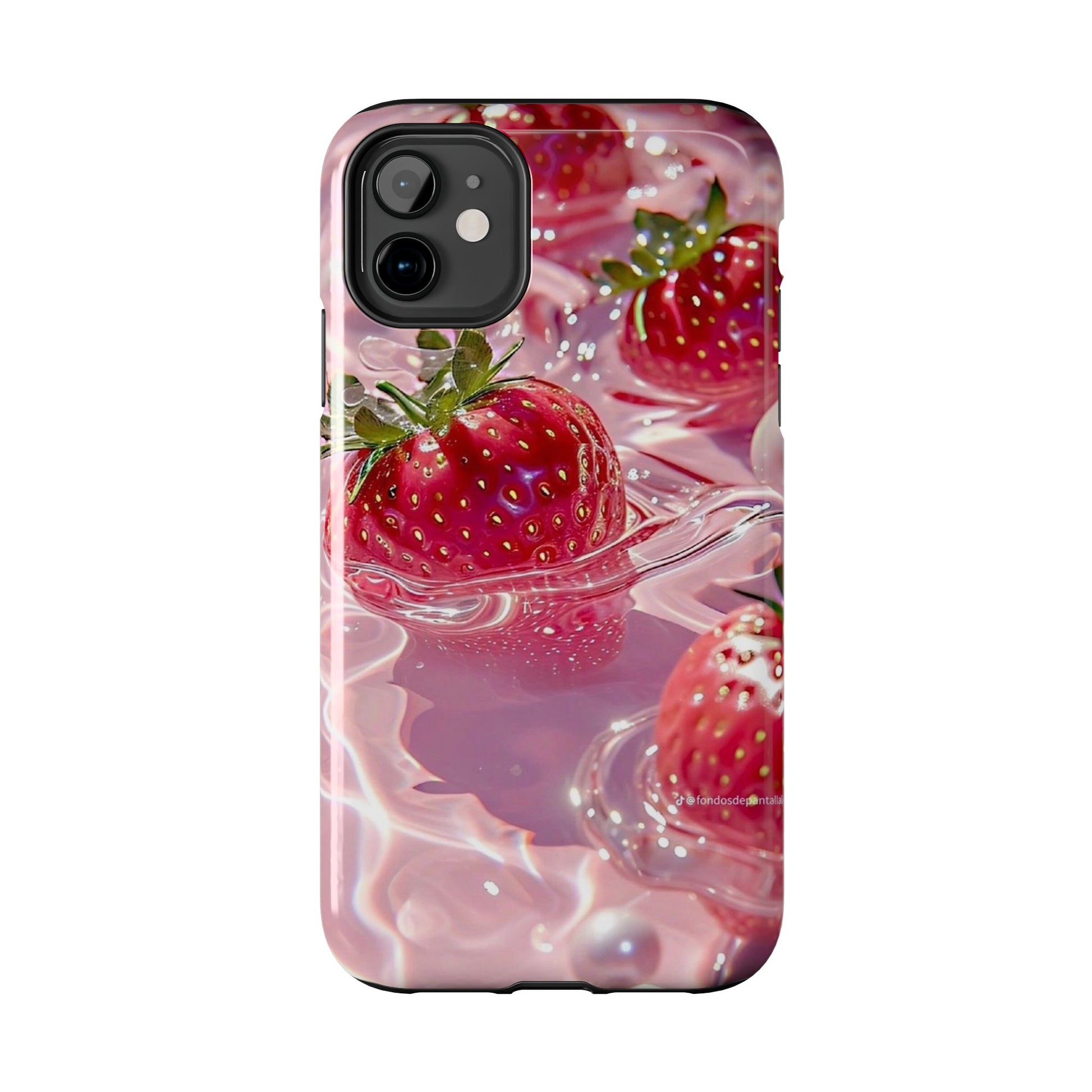 Floating Strawberries Themed Tough Phone Cases for Iphones & Samsung Phones