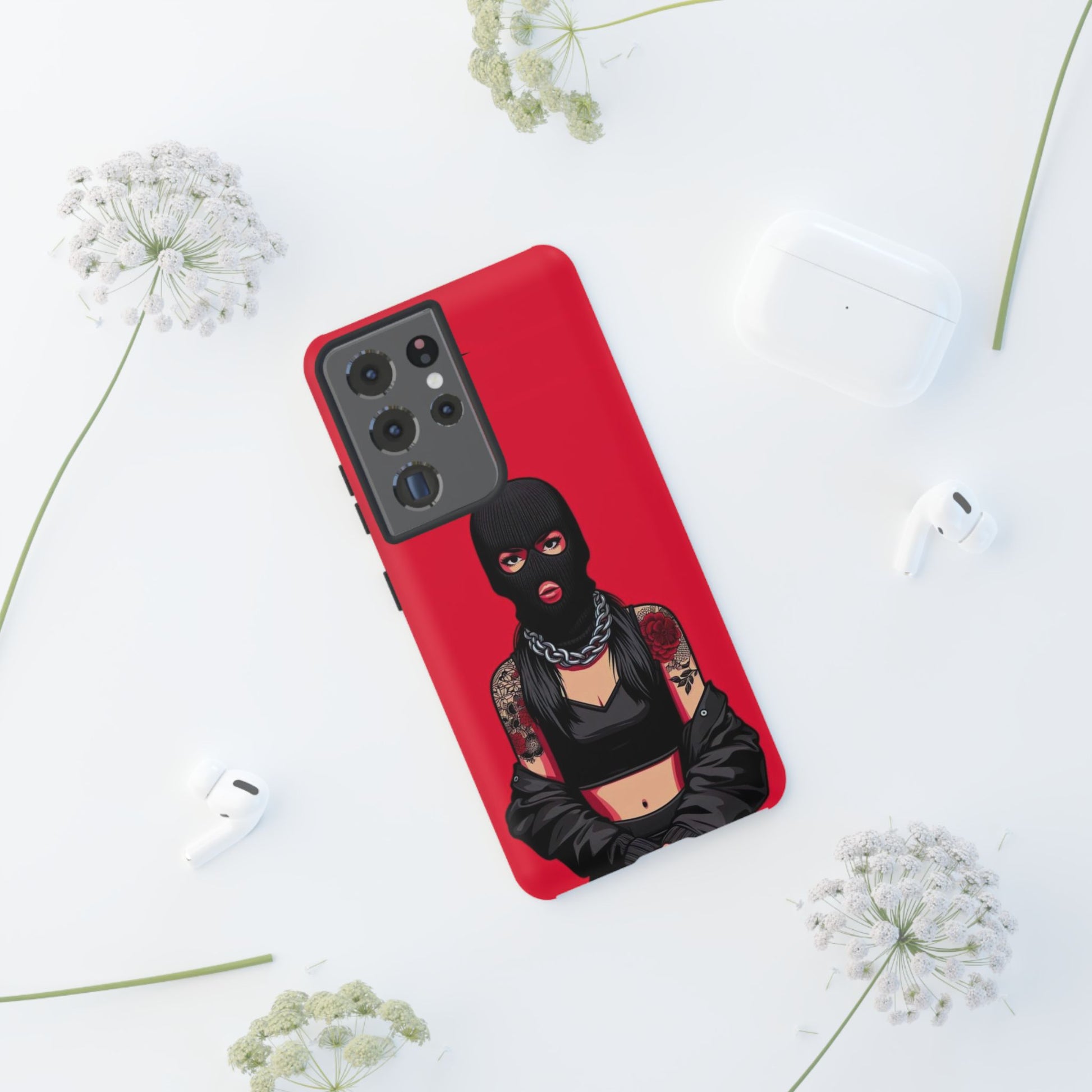 Thug Girl Red Design Tough Cases for iPhones, Samsung, and Pixel