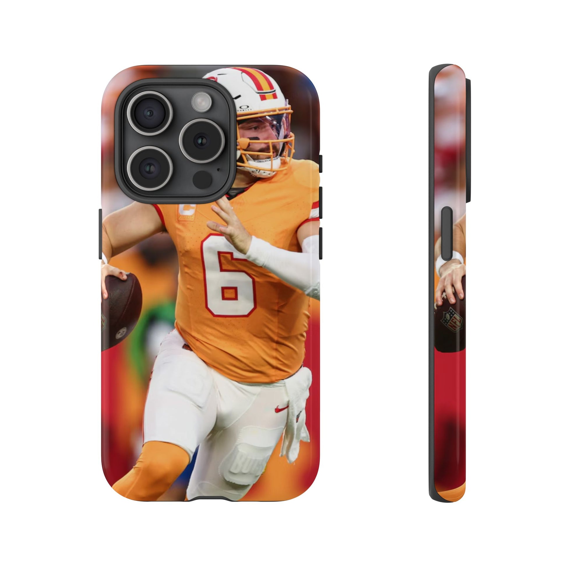 Tampa Bay Buccaneers Baker Mayfield Football Tough Cases for iPhones, Samsung, and Pixel