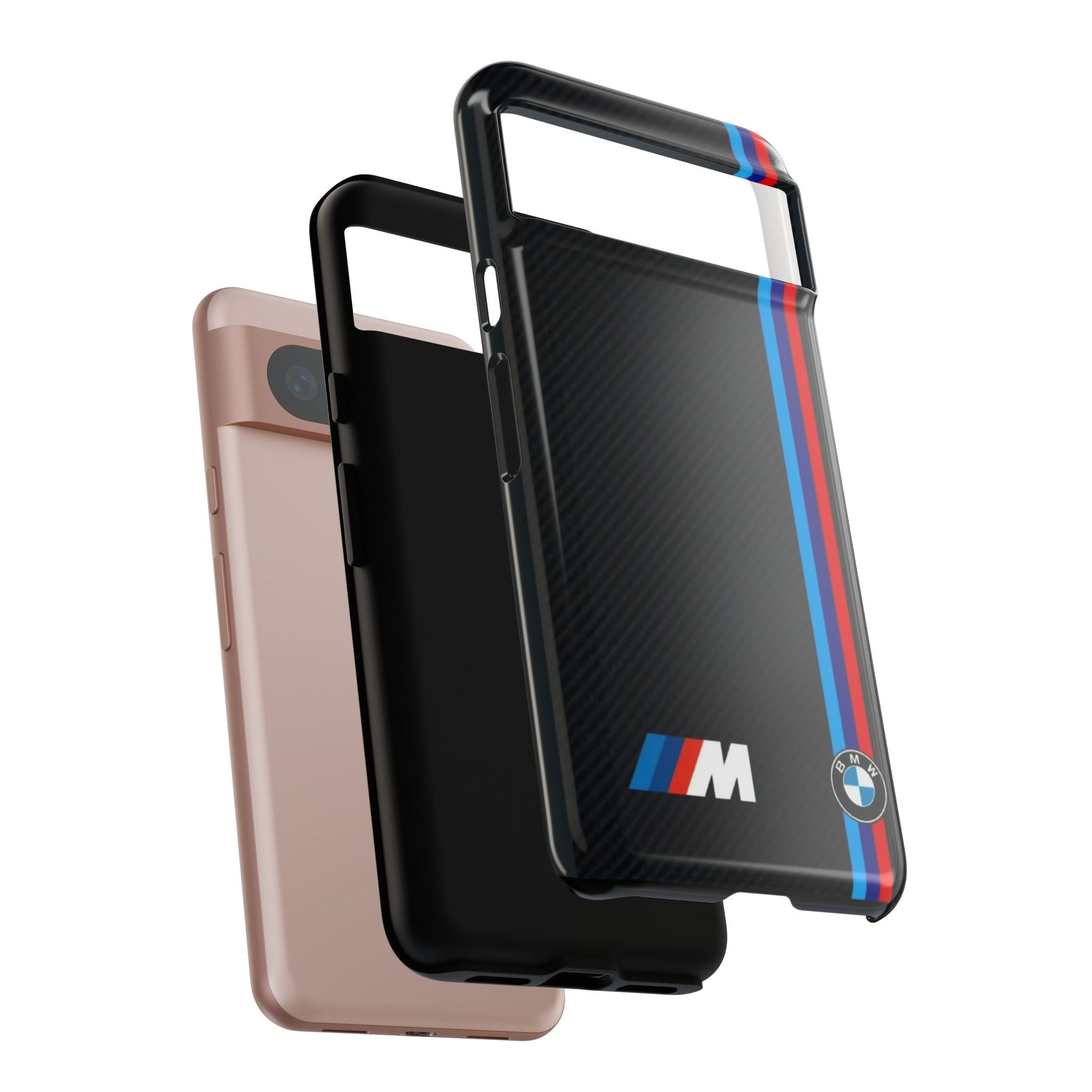 BMW M Stripes Carbon Fiber Design Tough Cases for iPhones, Samsung, and Pixel