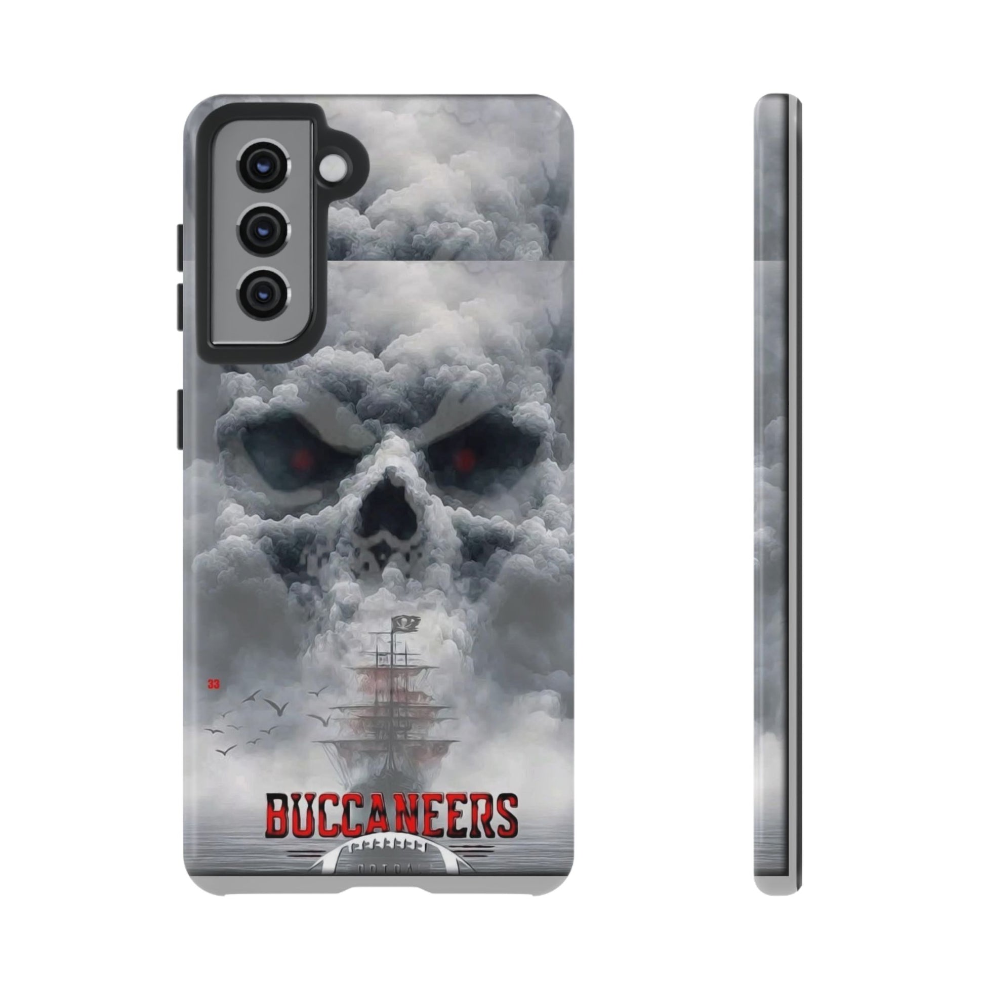 Skull Pirate Ship Football Buccaneers Tough Cases for iPhones, Samsung, and Pixel