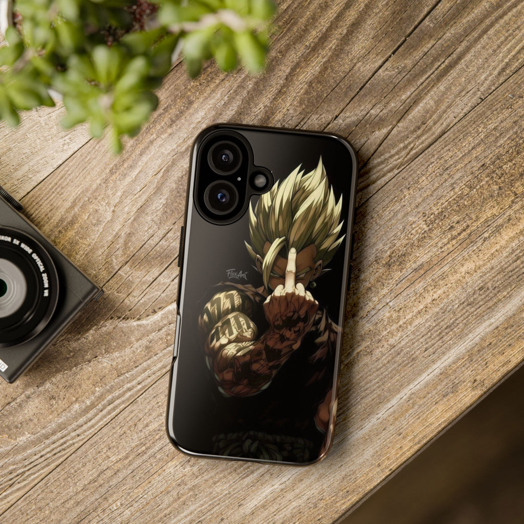 Middle Finger SS Goku Dragon Ball Z Tough Cases for iPhones, Samsung, and Pixel