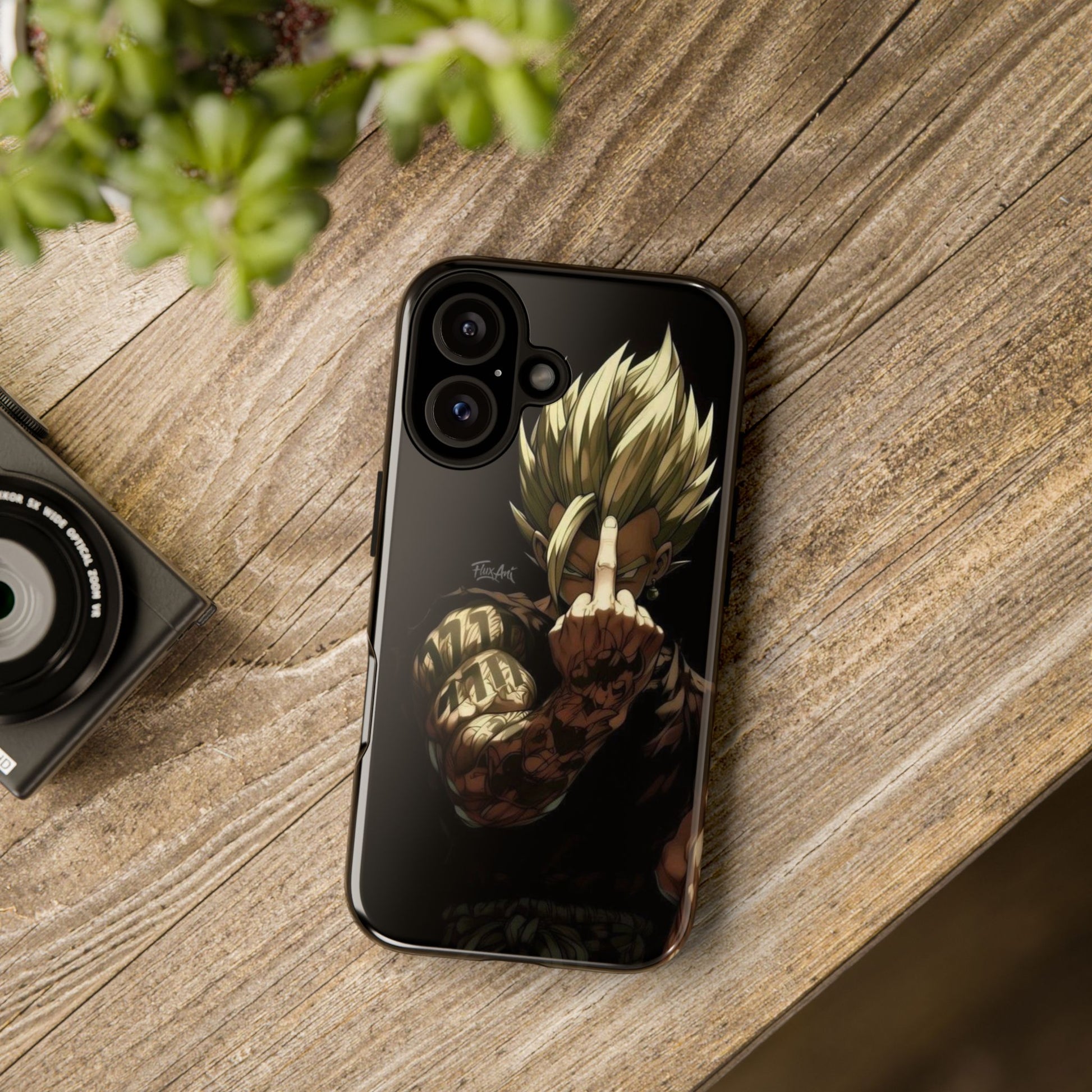 Middle Finger SS Goku Dragon Ball Z Tough Cases for iPhones, Samsung, and Pixel