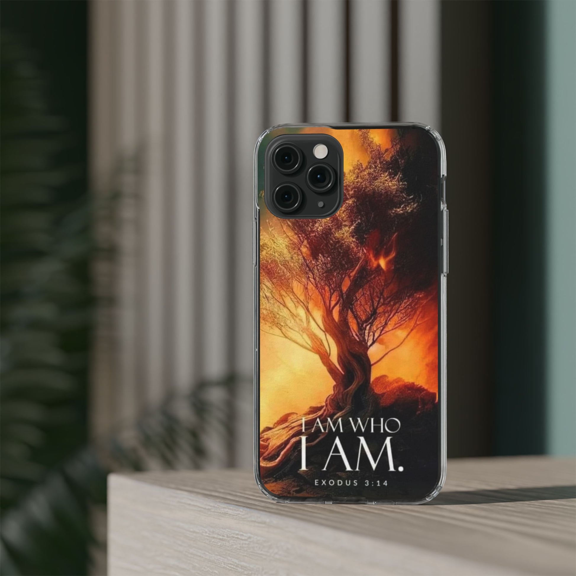 Phone Case, I Am Who I Am Bible Verse Clear Case for Iphone Samsung, Religious
