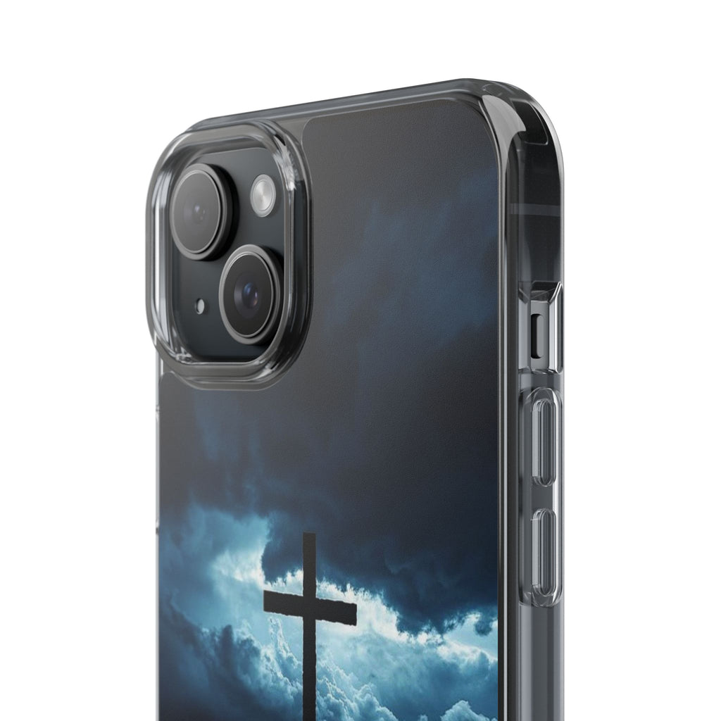 Christian Cross Storm Clear Case - Religious iPhone Samsung Cover, Faith Phone