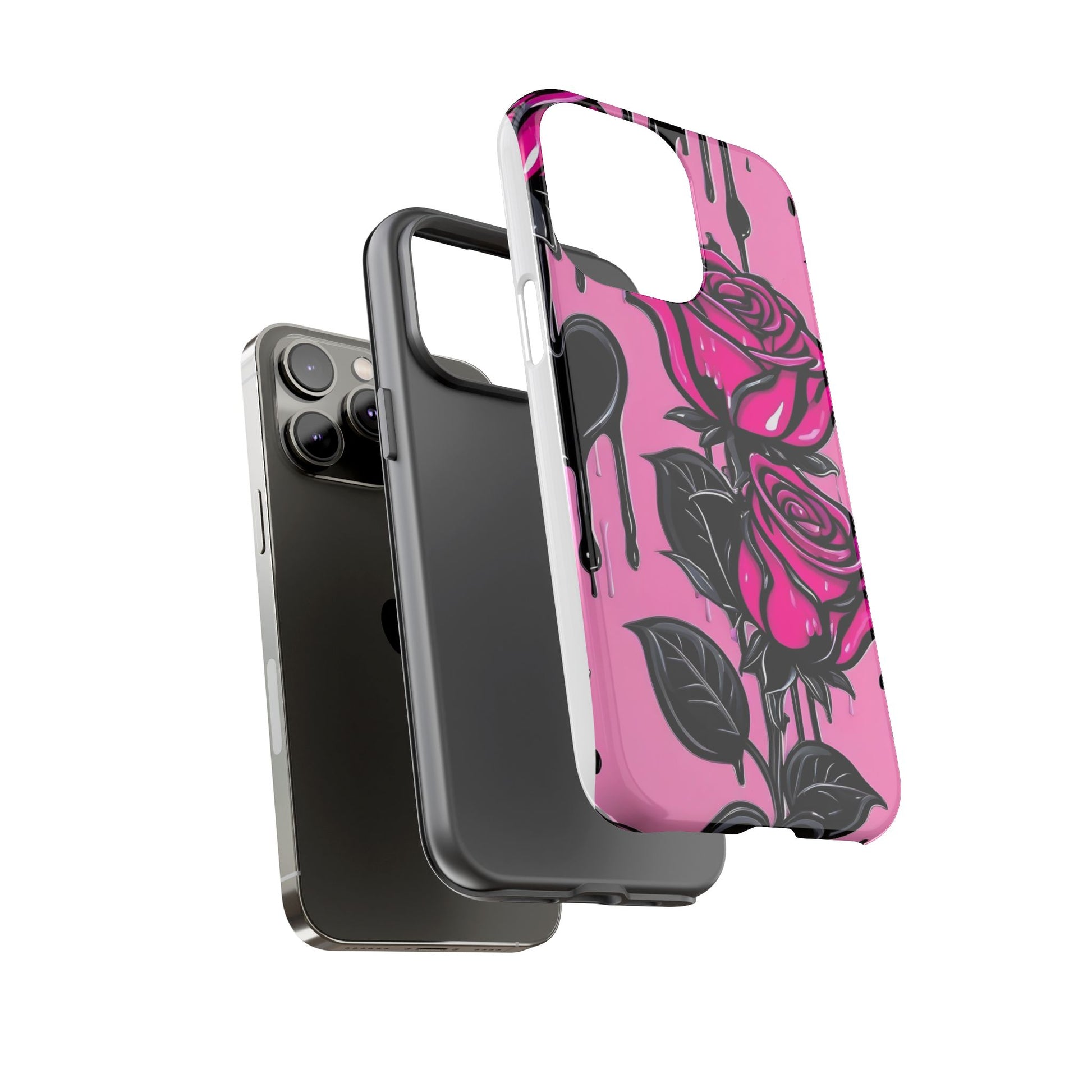 Pink Rose Tough Girly Cases for iPhones, Samsung, and Pixel
