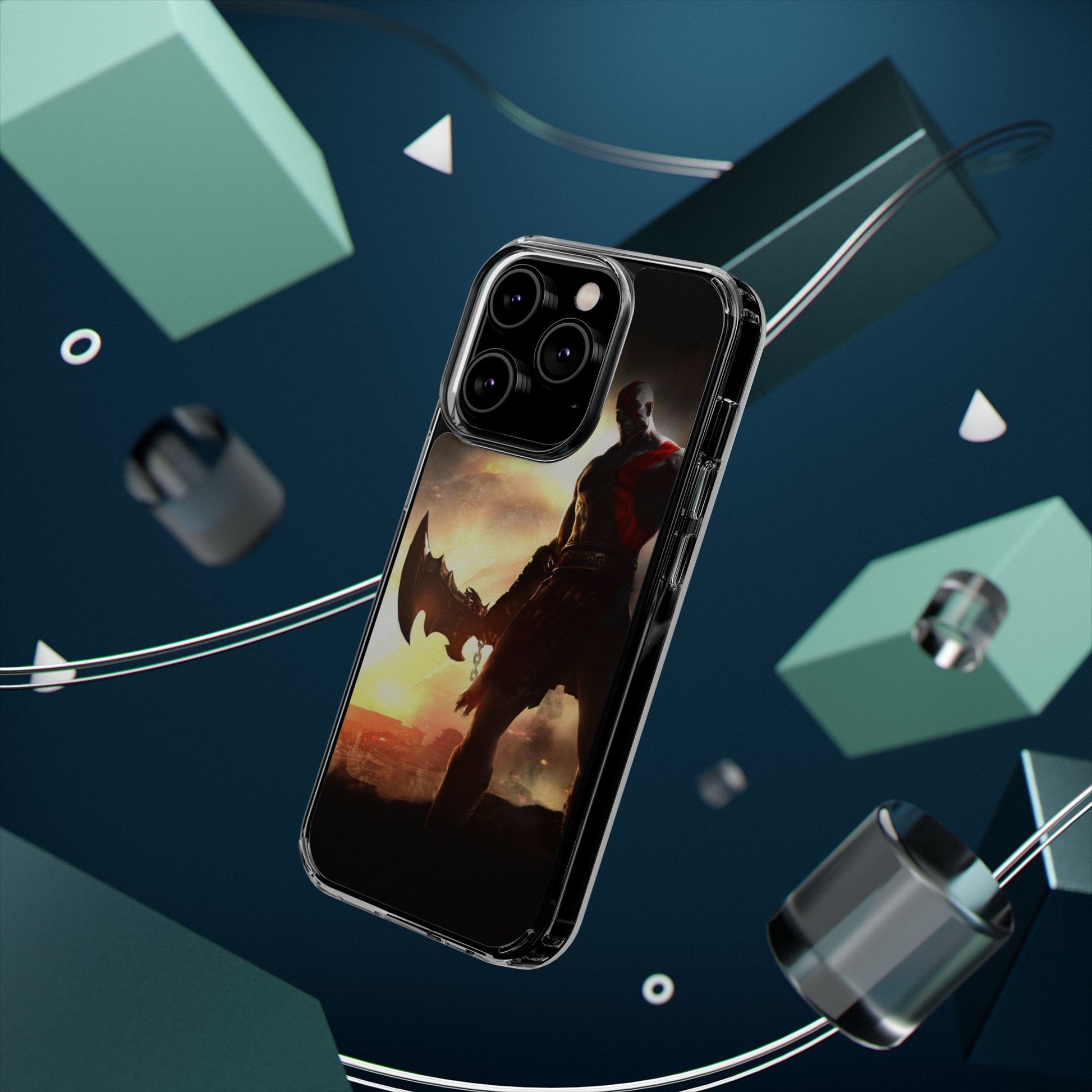Phone Case, Gaming Inspired War God Clear Case for Gamers, PS4 Fans,
