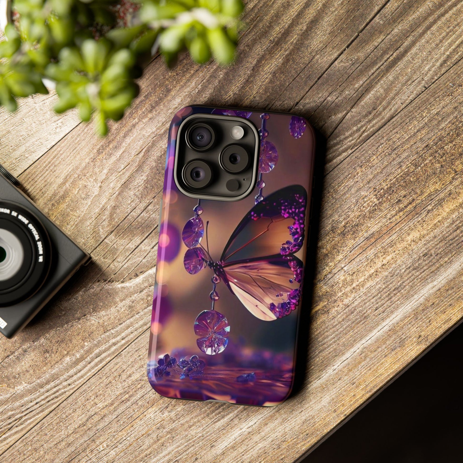 Purple Butterfly Tough Cases for iPhones, Samsung, and Pixel