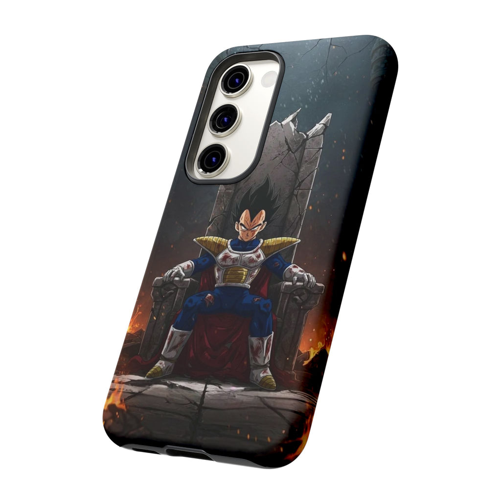 Vegeta on Throne DBZ Theme Tough Cases for iPhones, Samsung, and Pixel