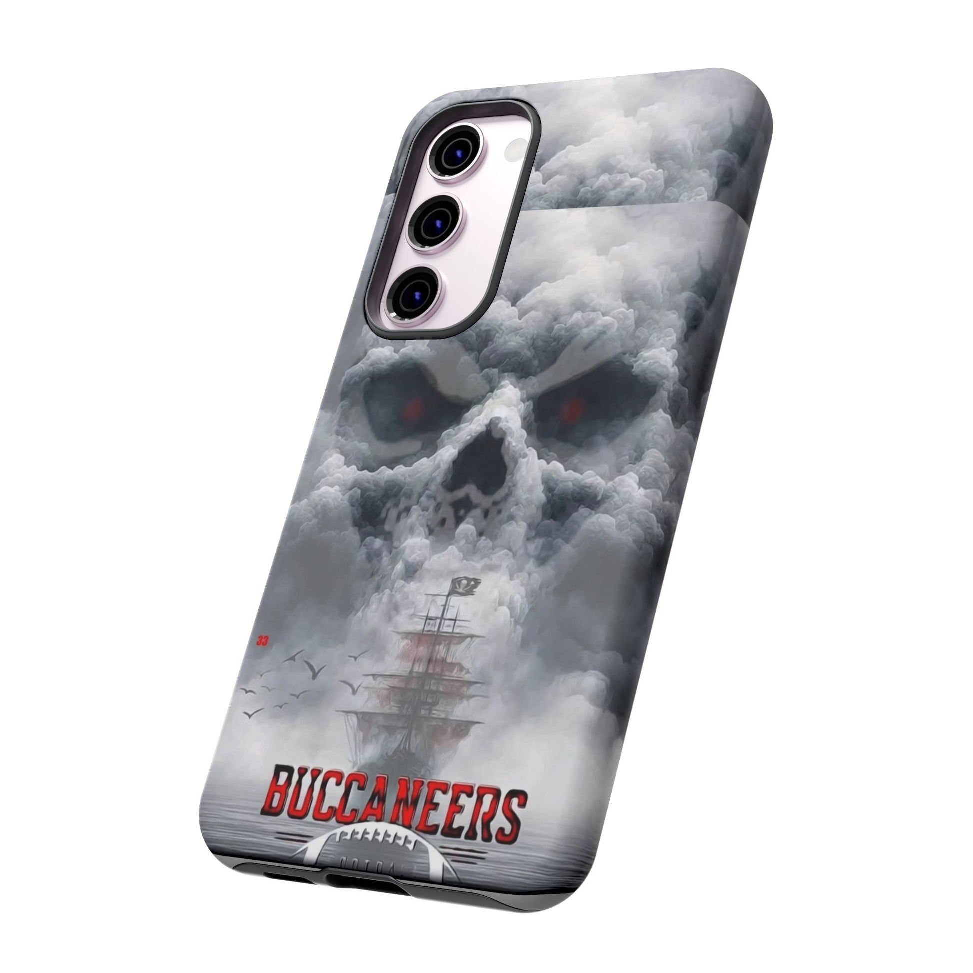 Skull Pirate Ship Football Buccaneers Tough Cases for iPhones, Samsung, and Pixel