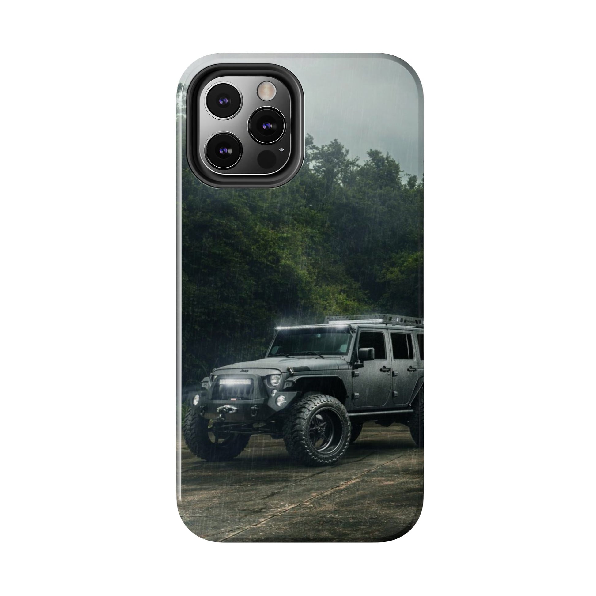 Custom Jeep in Rain Artistic Tough Phone Cases for Iphones & Samsung Phones