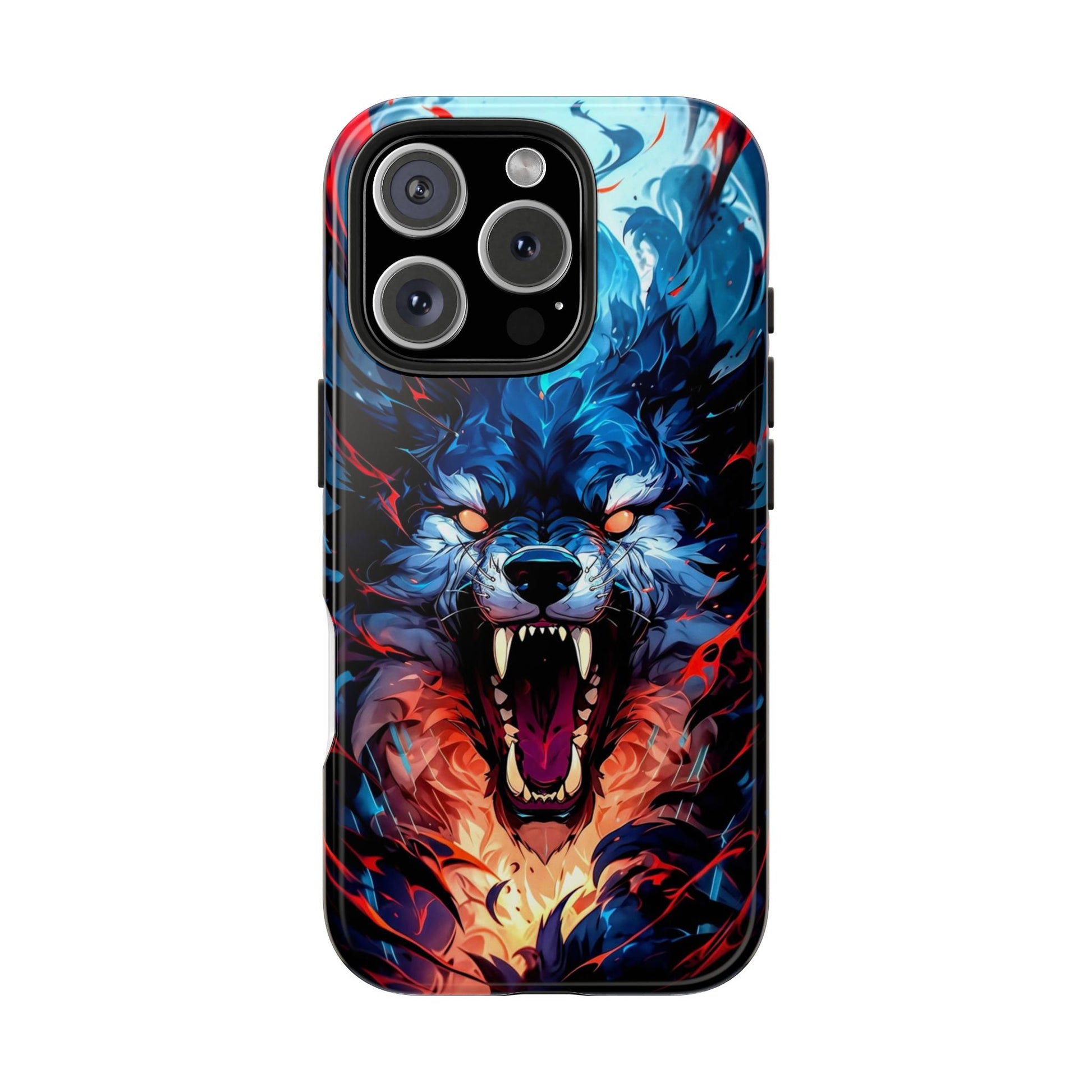 Aggressive Wolf Art Themed Tough Phone Cases for Iphones & Samsung Phones