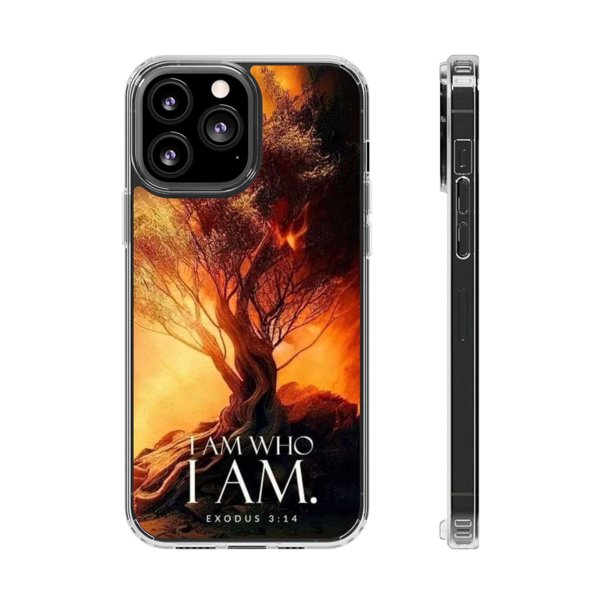 Phone Case, I Am Who I Am Bible Verse Clear Case for Iphone Samsung, Religious