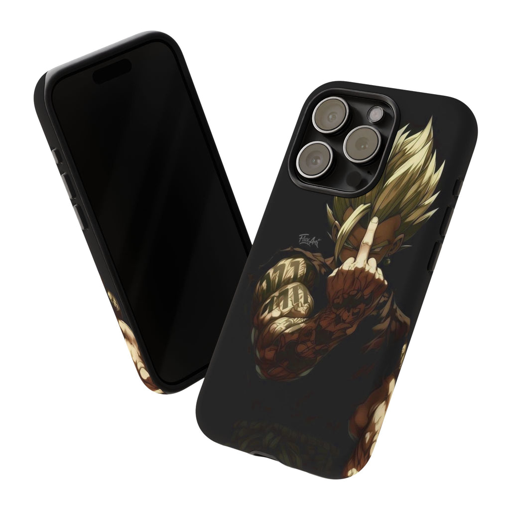 Middle Finger SS Goku Dragon Ball Z Tough Cases for iPhones, Samsung, and Pixel