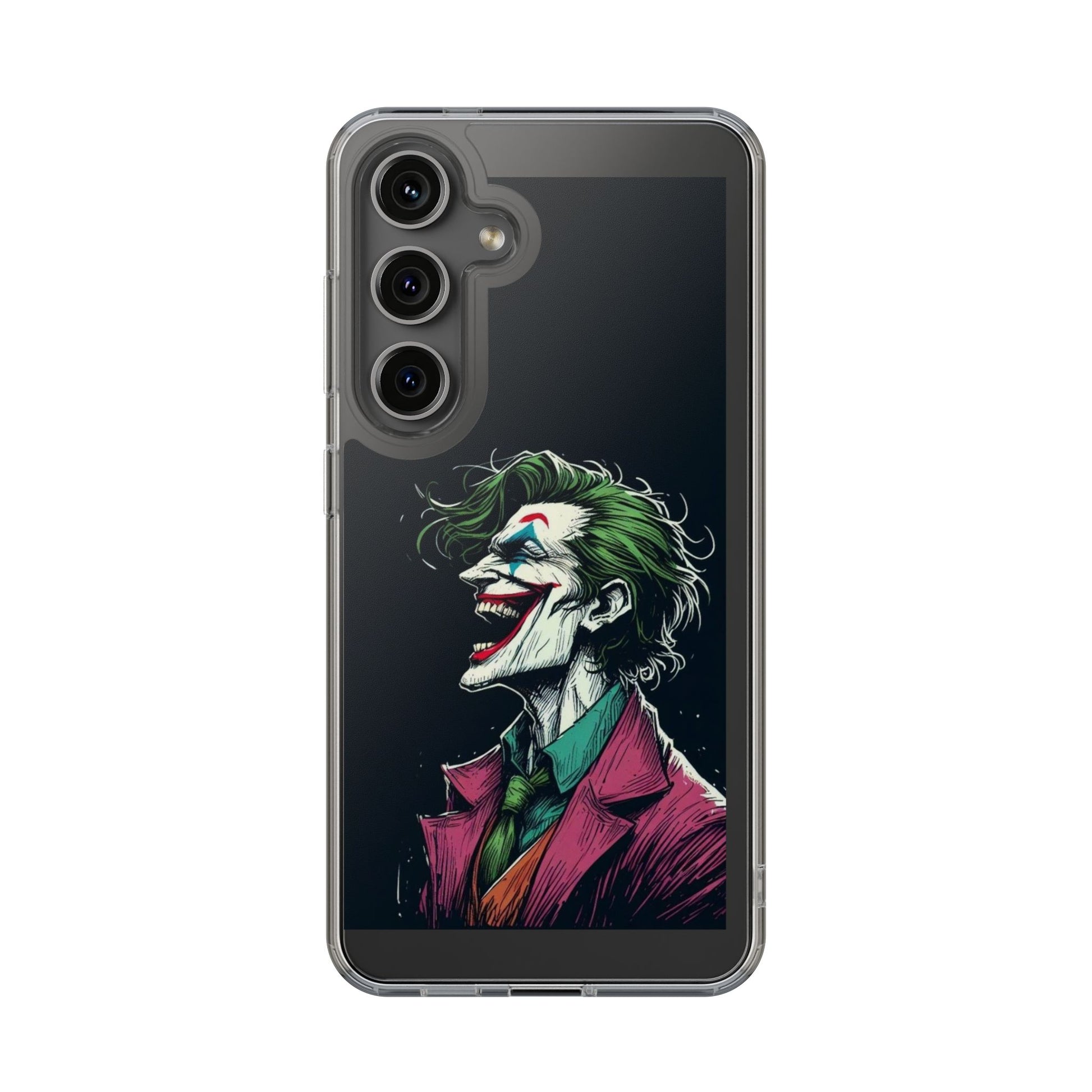 Phone Case, Comic book Inspired Design Joker Laughing, Clear Phone Cover