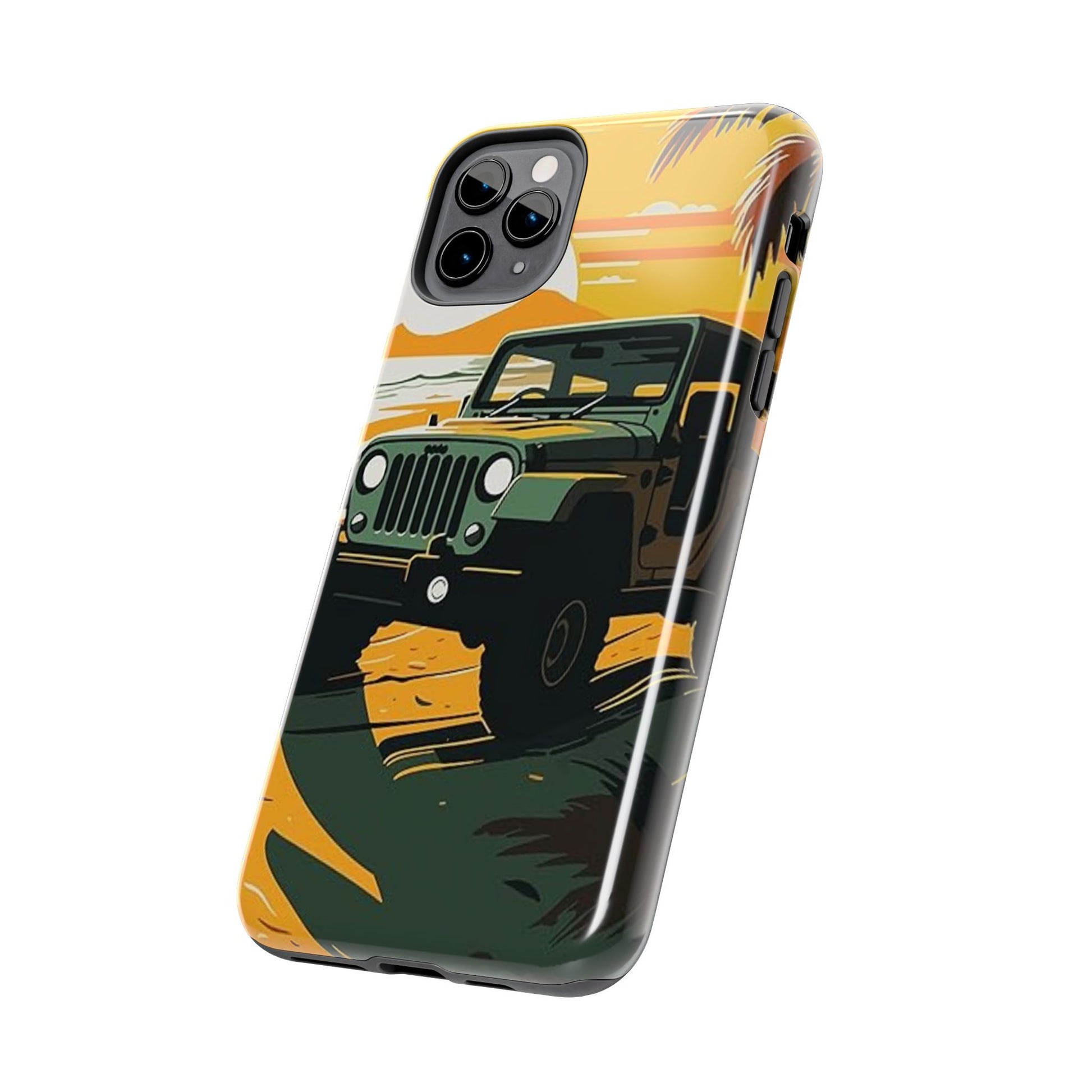 Jeep on Beach Artistic Tough Phone Cases for Iphones & Samsung Phones Durable