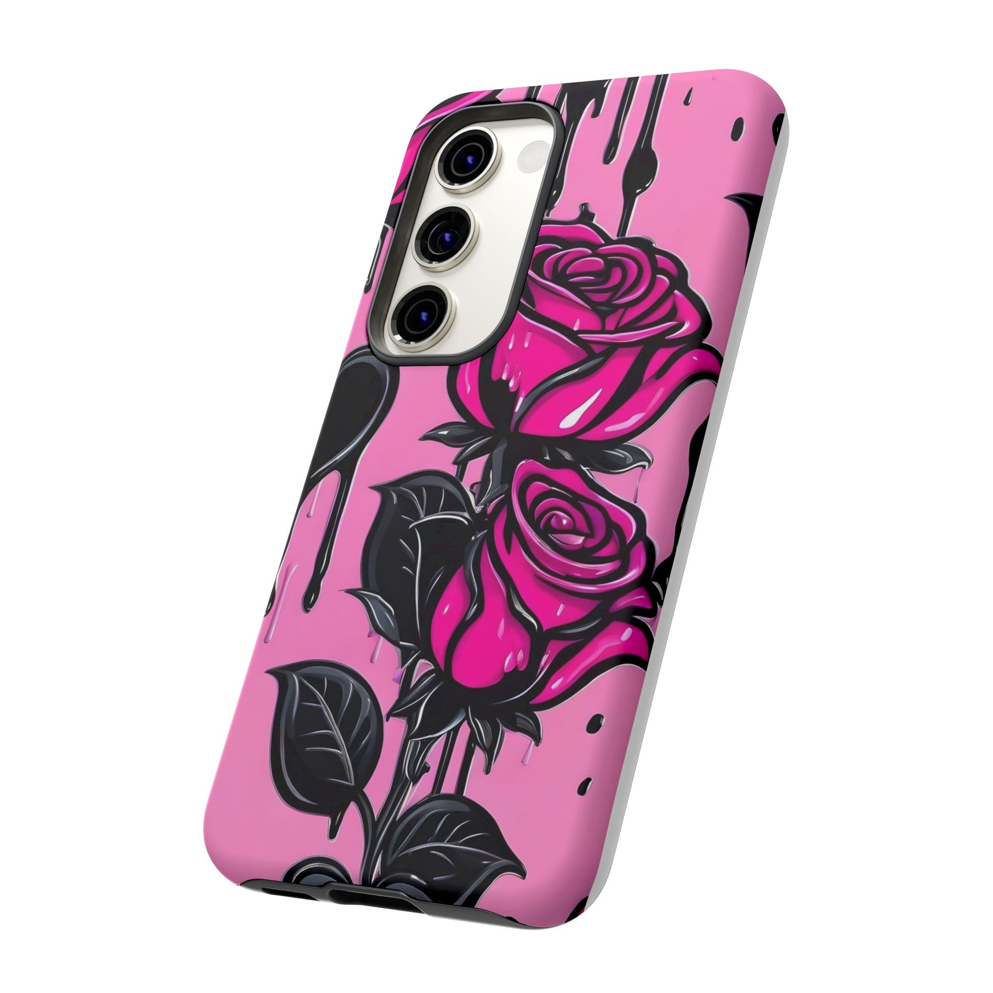 Pink Rose Tough Girly Cases for iPhones, Samsung, and Pixel
