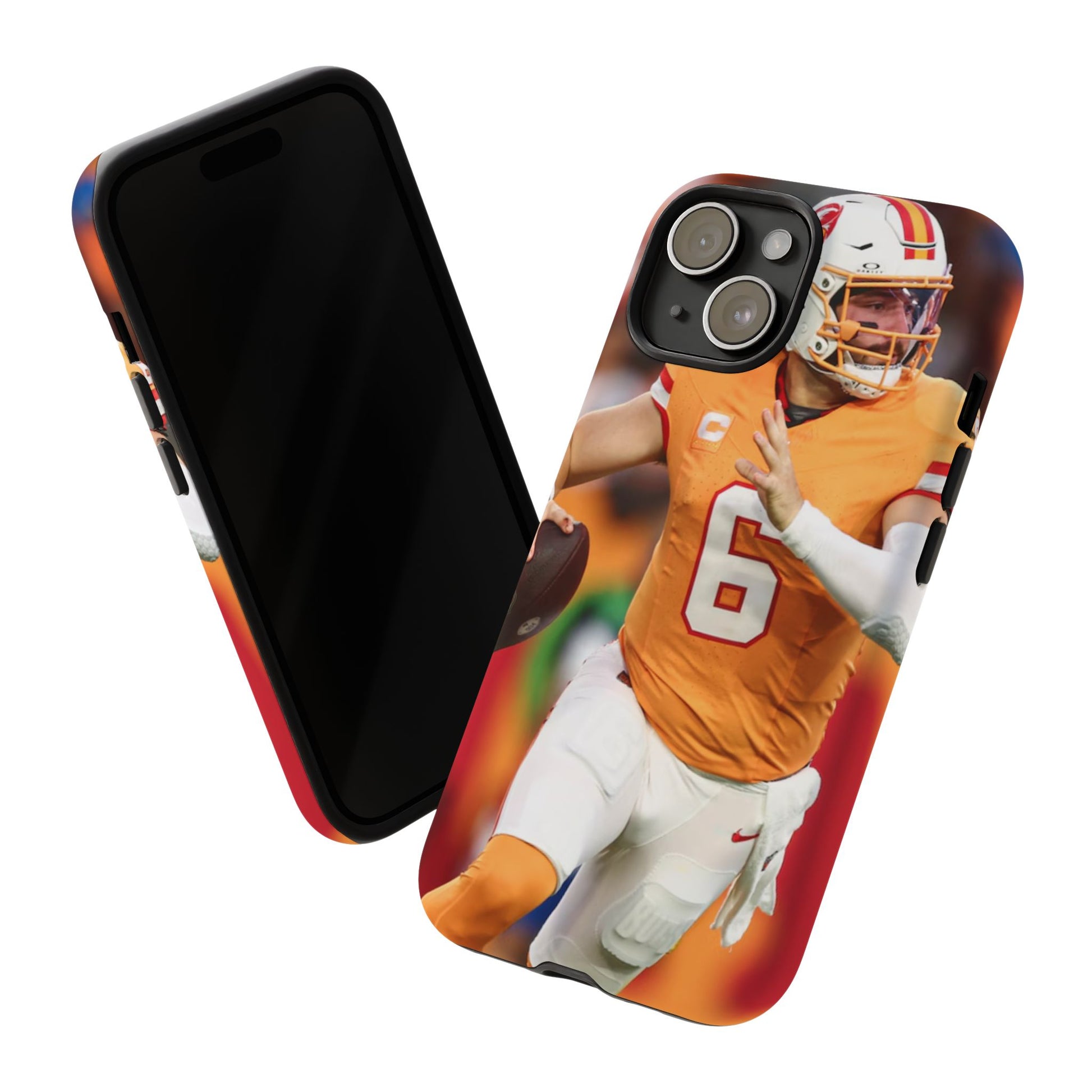 Tampa Bay Buccaneers Baker Mayfield Football Tough Cases for iPhones, Samsung, and Pixel