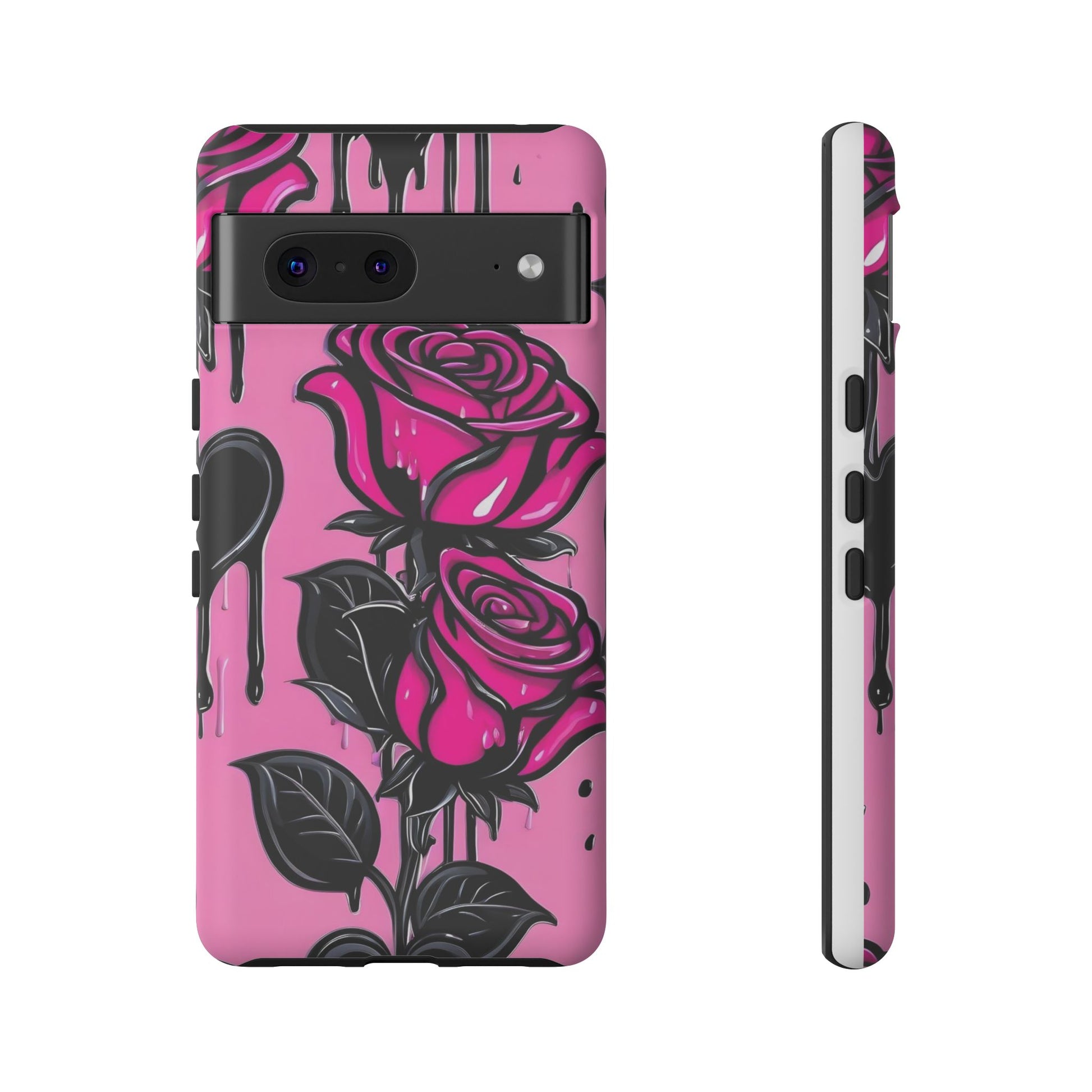 Pink Rose Tough Girly Cases for iPhones, Samsung, and Pixel