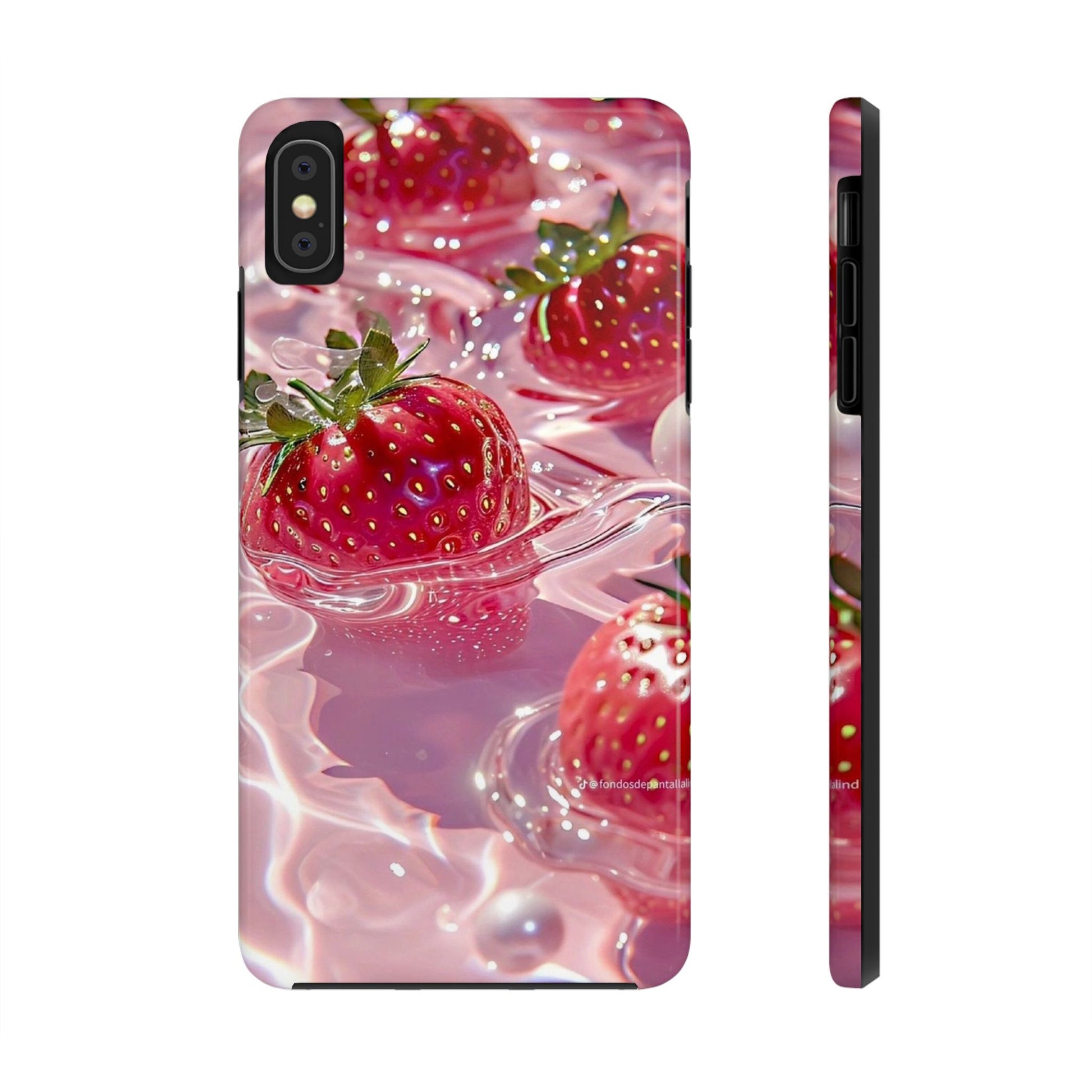 Floating Strawberries Themed Tough Phone Cases for Iphones & Samsung Phones