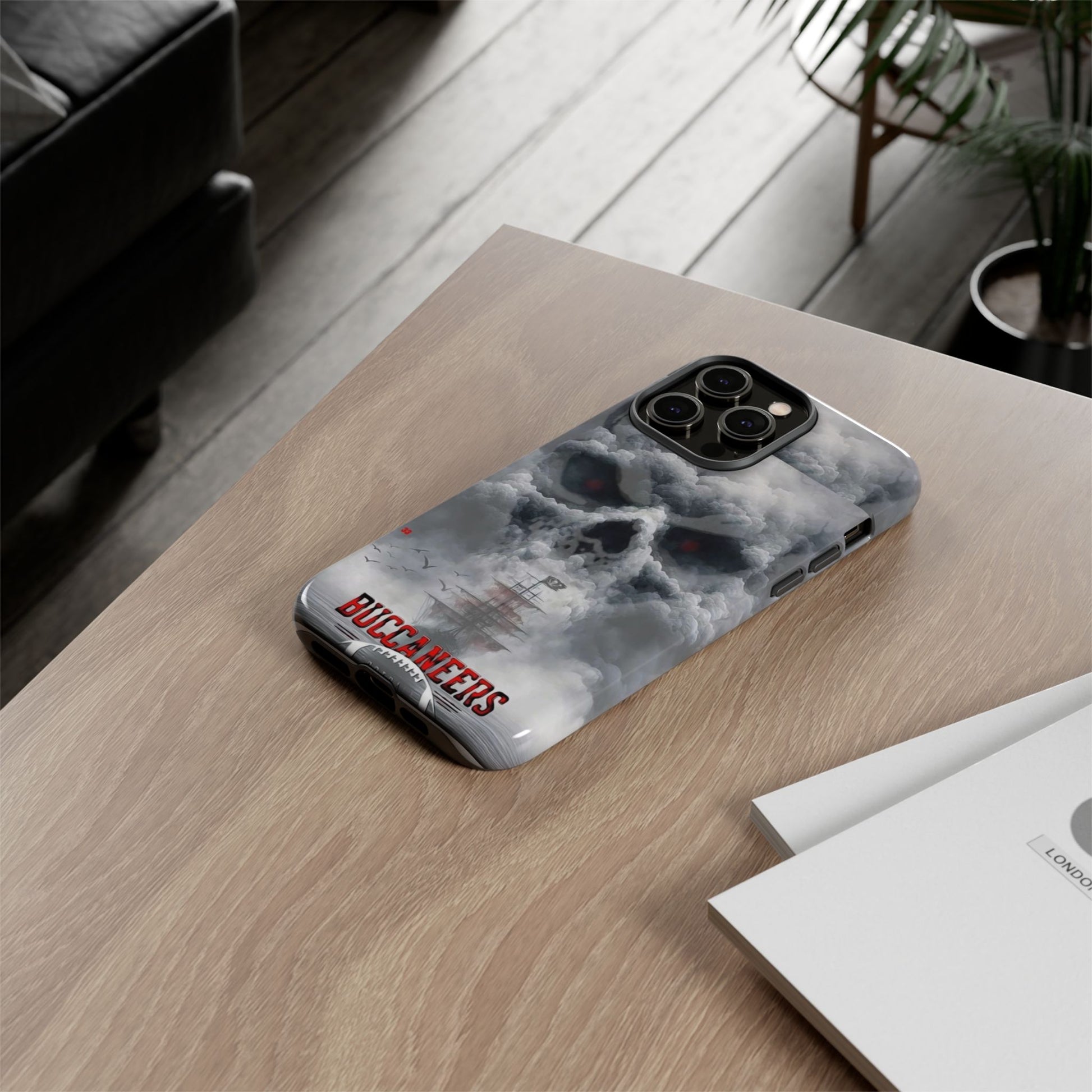 Skull Pirate Ship Football Buccaneers Tough Cases for iPhones, Samsung, and Pixel
