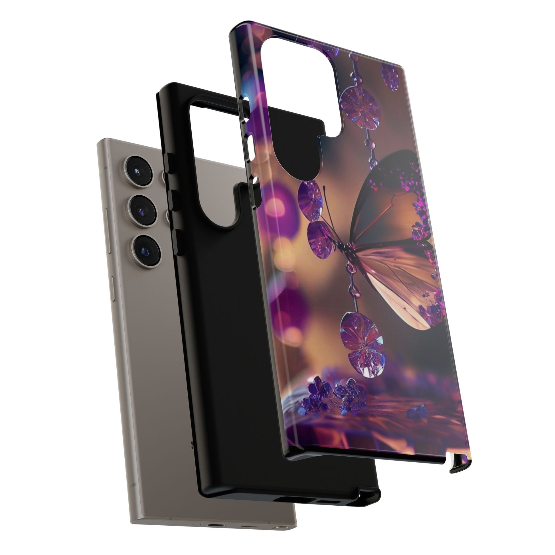 Purple Butterfly Tough Cases for iPhones, Samsung, and Pixel