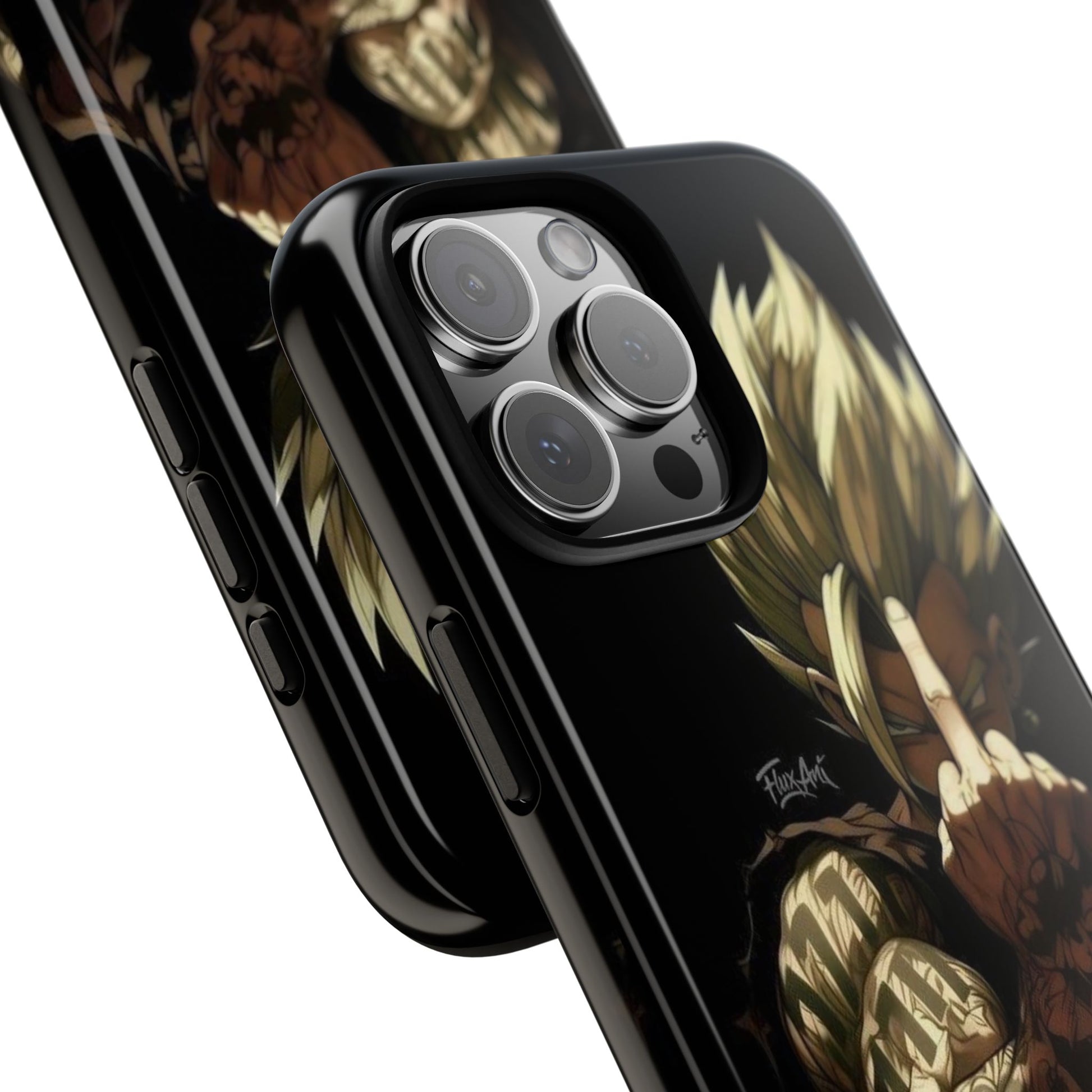 Middle Finger SS Goku Dragon Ball Z Tough Cases for iPhones, Samsung, and Pixel
