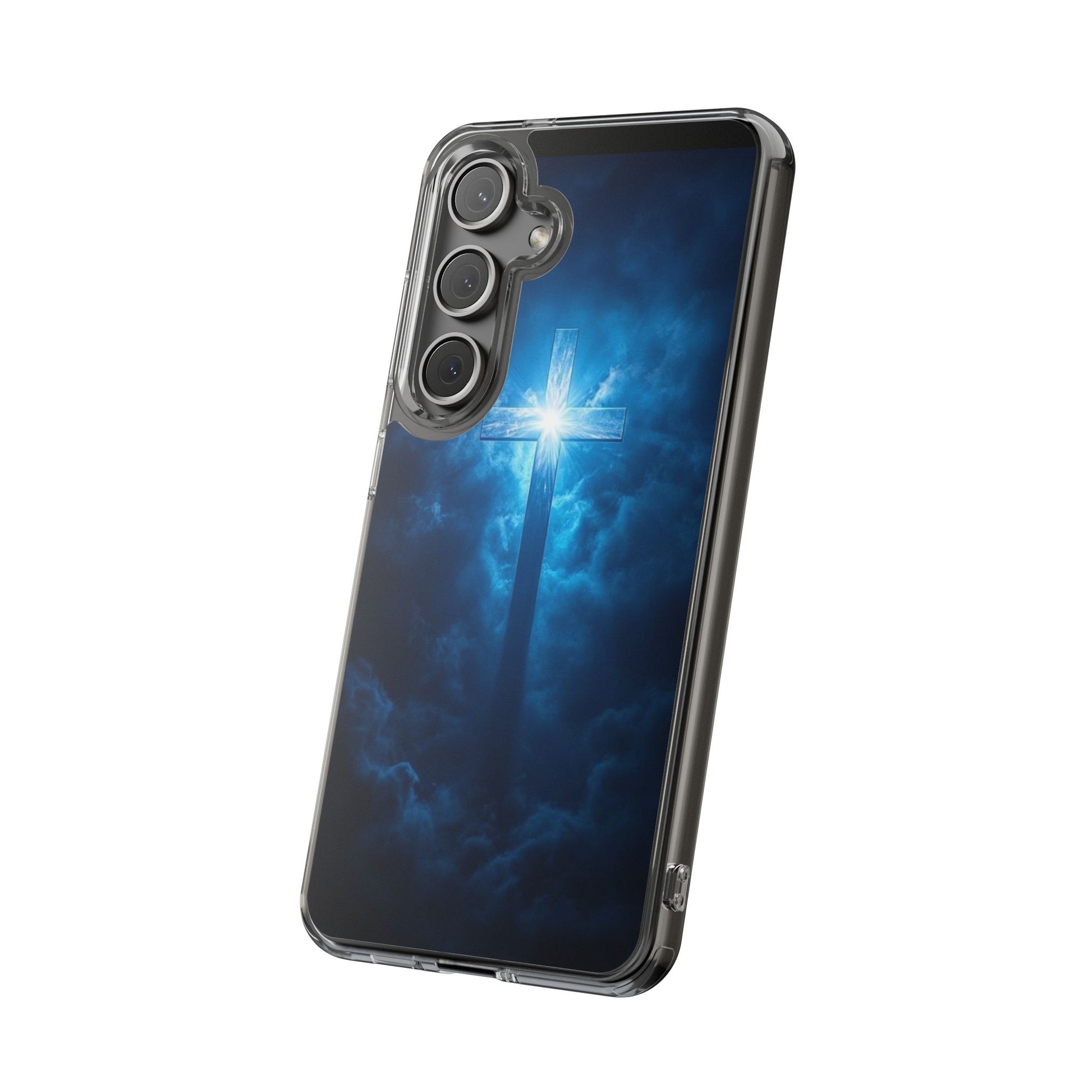 Religious Phone Case, Christian Cross in Clouds Art, Phone Accessories, Samsung