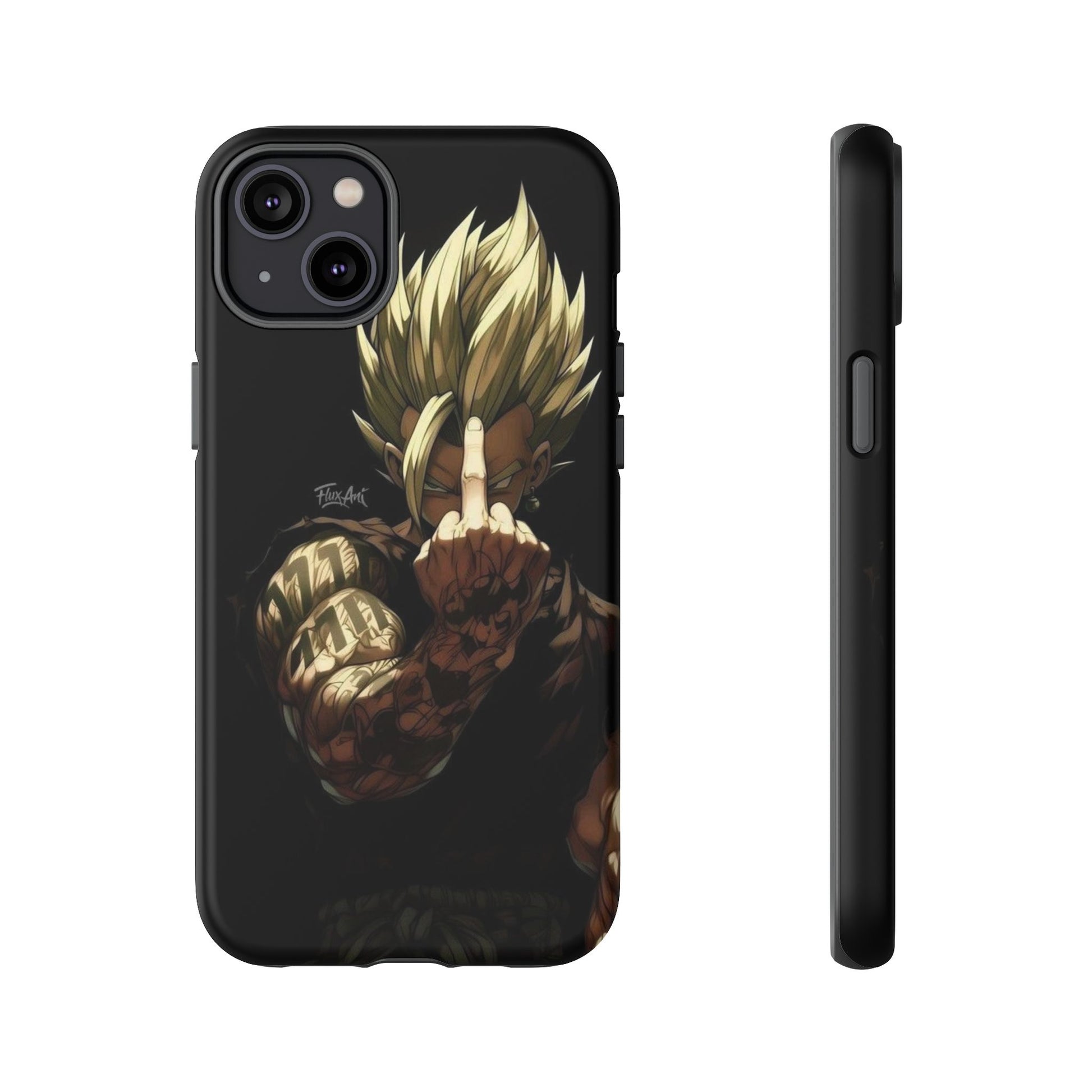 Middle Finger SS Goku Dragon Ball Z Tough Cases for iPhones, Samsung, and Pixel