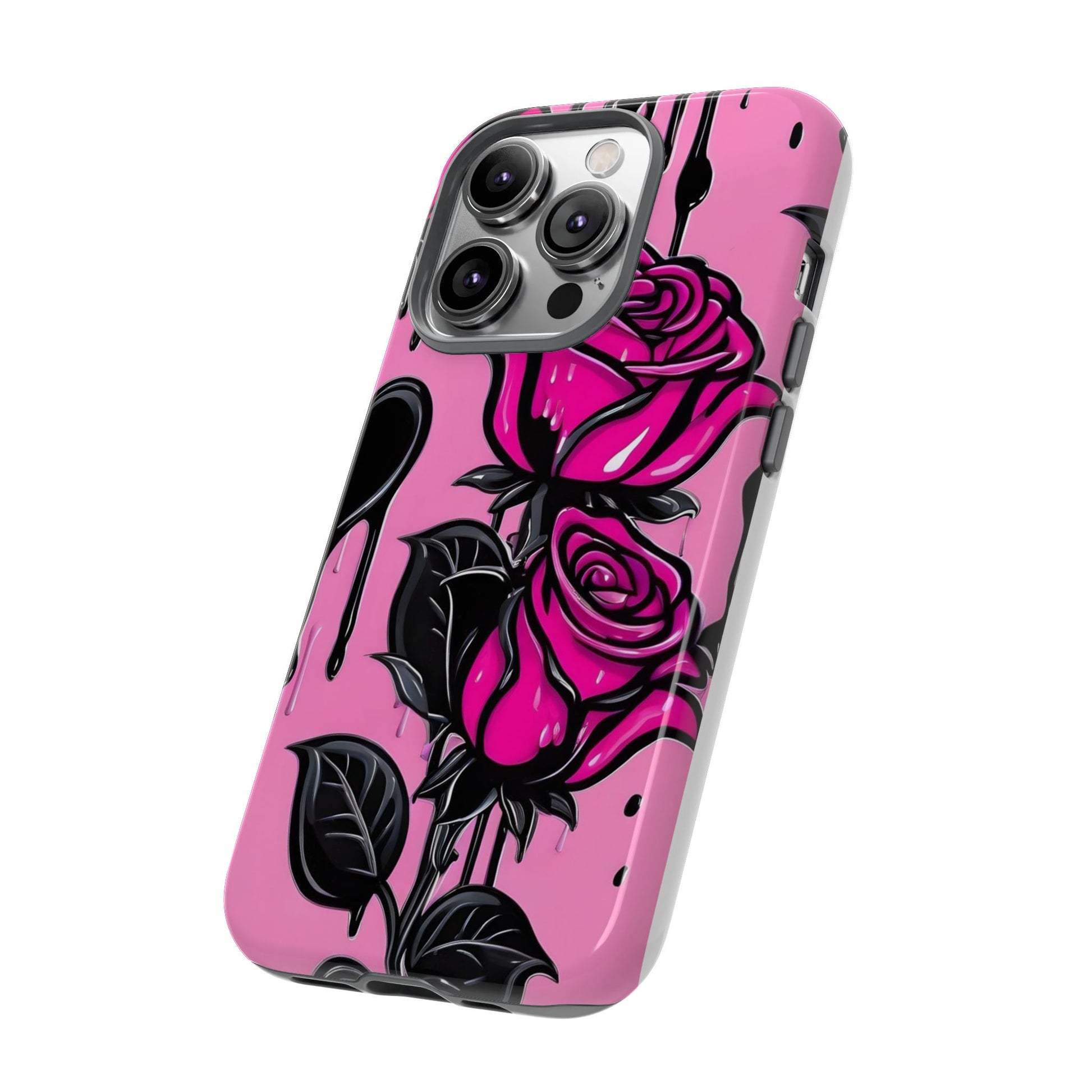Pink Rose Tough Girly Cases for iPhones, Samsung, and Pixel