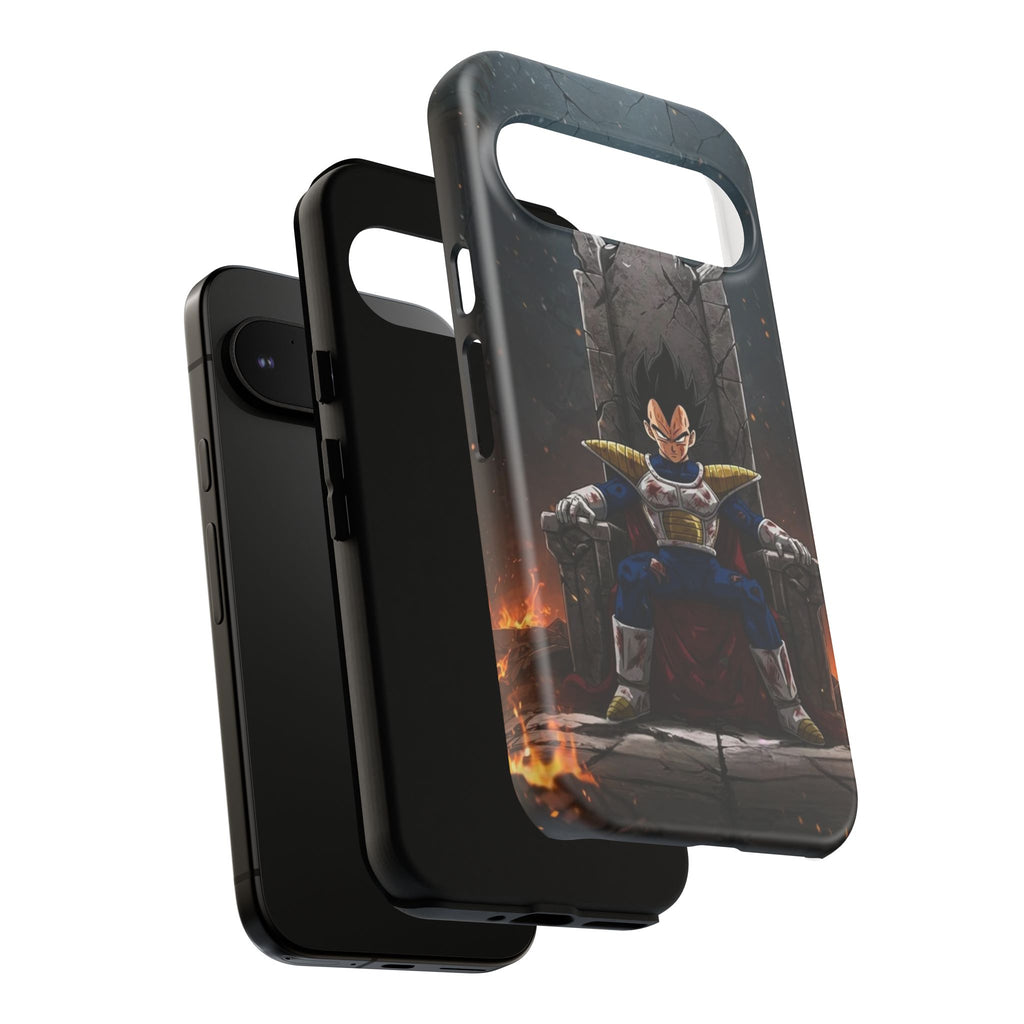 Vegeta on Throne DBZ Theme Tough Cases for iPhones, Samsung, and Pixel
